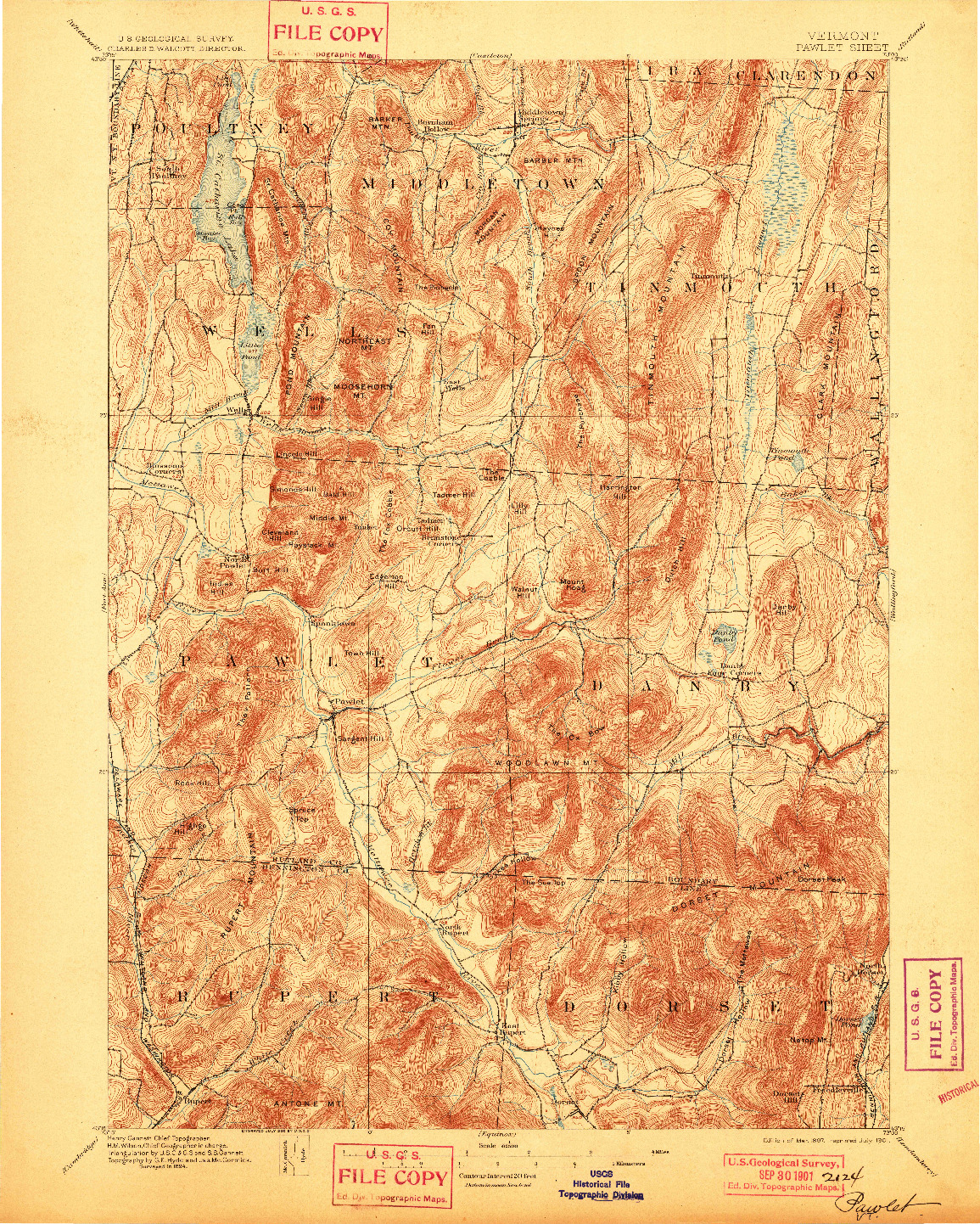 USGS 1:62500-SCALE QUADRANGLE FOR PAWLET, VT 1897