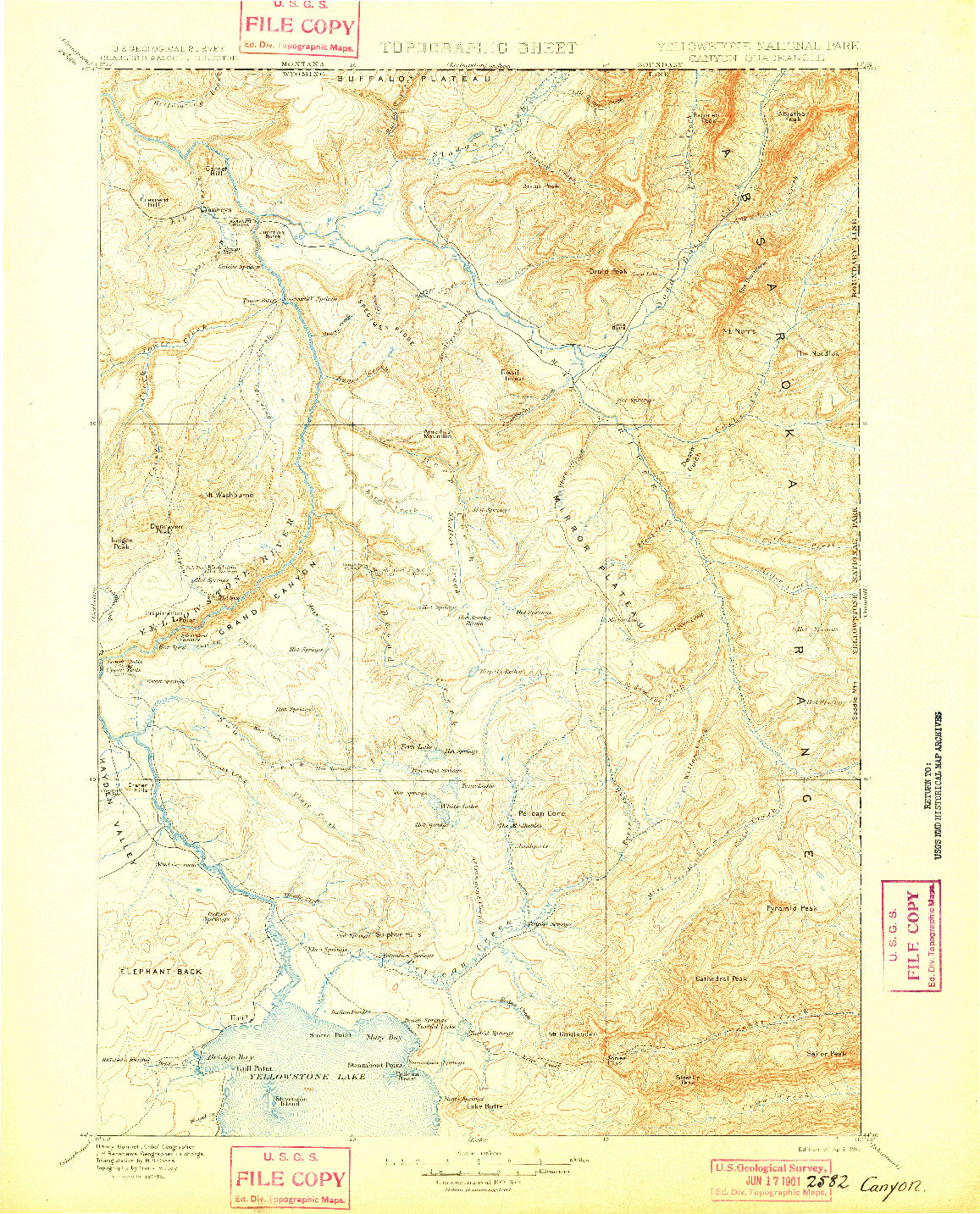 USGS 1:125000-SCALE QUADRANGLE FOR CANYON, WY 1901