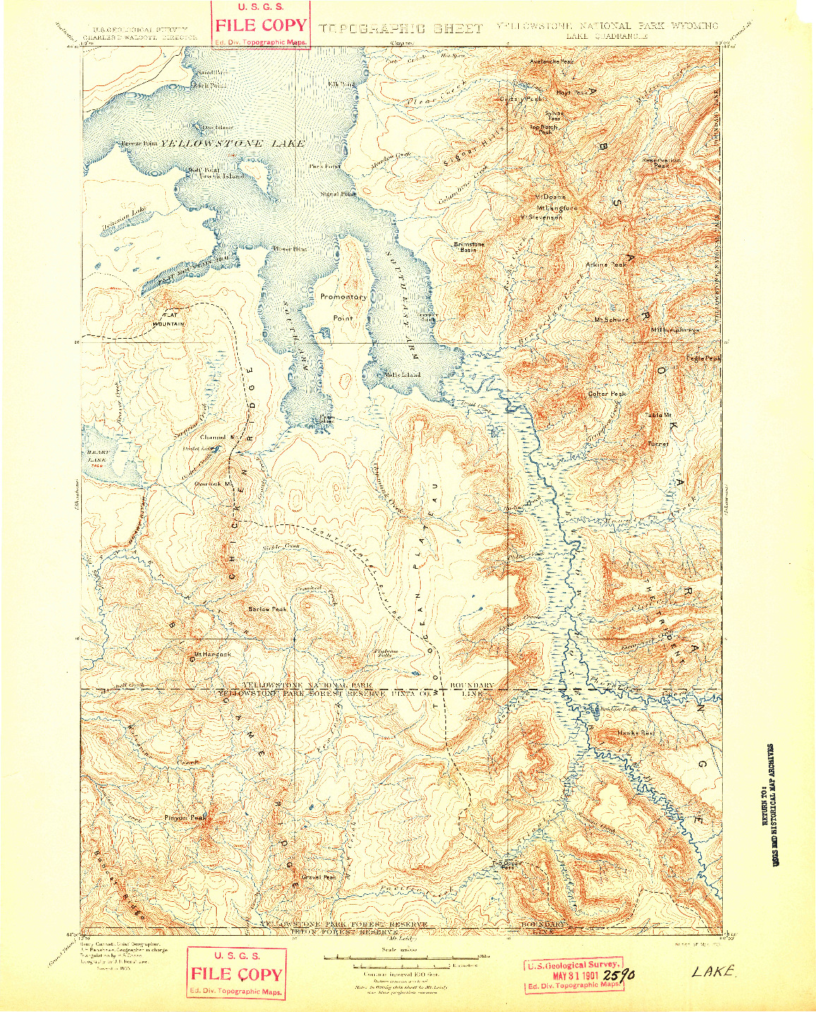 USGS 1:125000-SCALE QUADRANGLE FOR LAKE, WY 1901