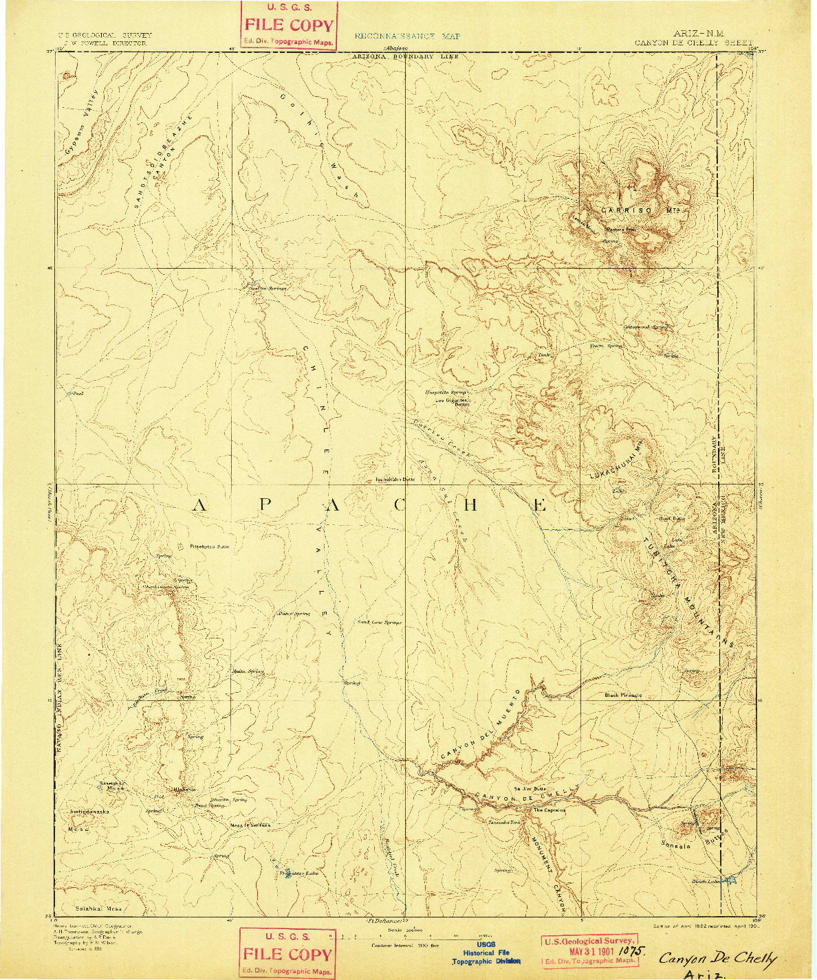 USGS 1:250000-SCALE QUADRANGLE FOR CANYON DE CHELLY, AZ 1892