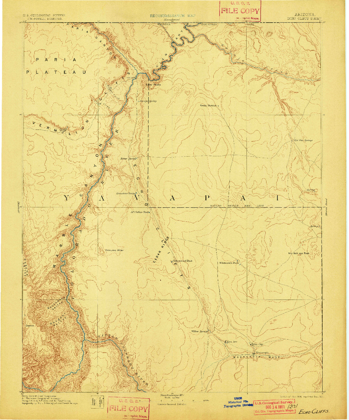 USGS 1:250000-SCALE QUADRANGLE FOR ECHO CLIFFS, AZ 1891
