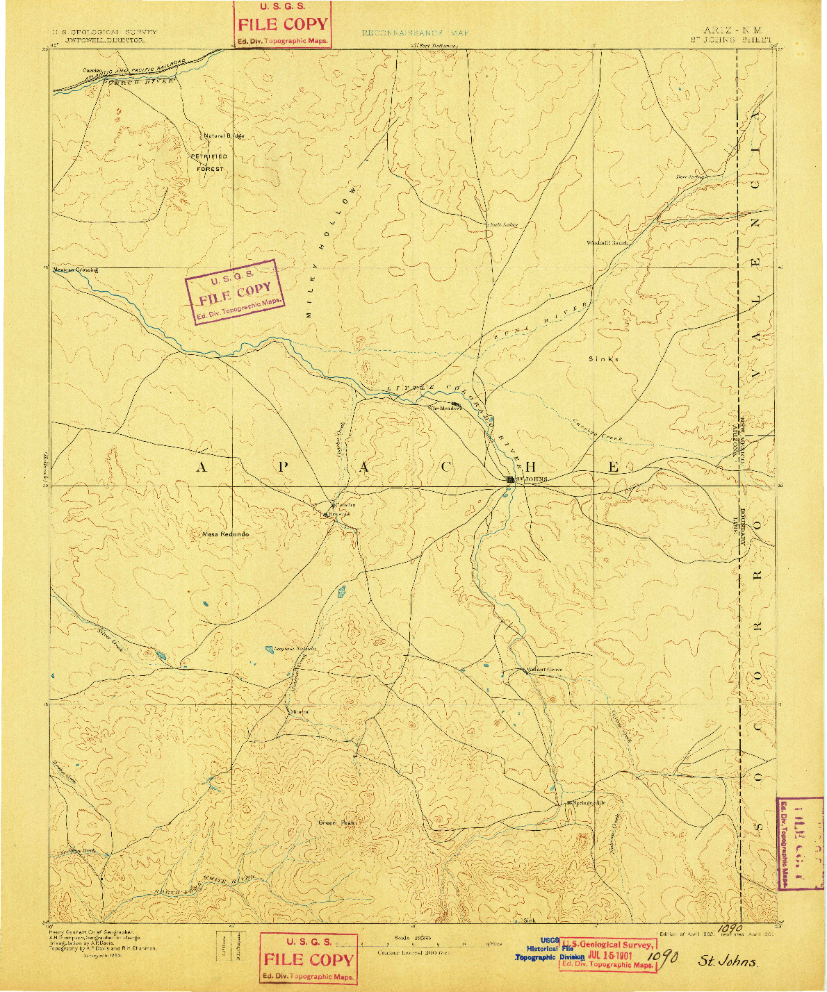 USGS 1:250000-SCALE QUADRANGLE FOR ST JOHNS, AZ 1892