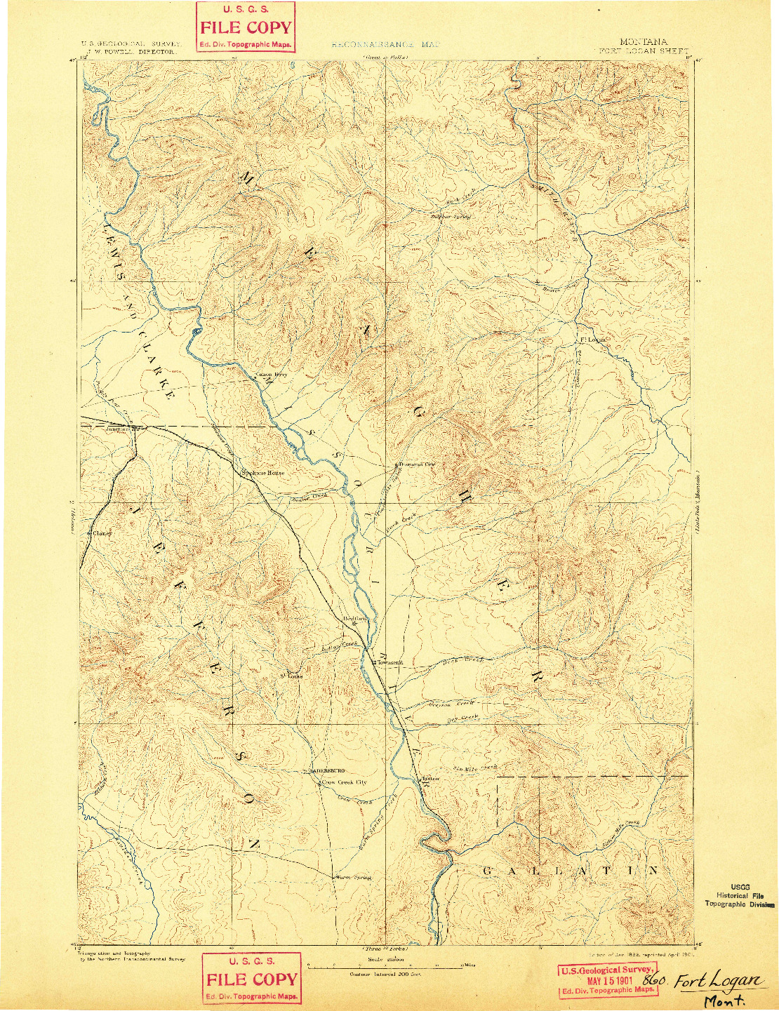 USGS 1:250000-SCALE QUADRANGLE FOR FORT LOGAN, MT 1886