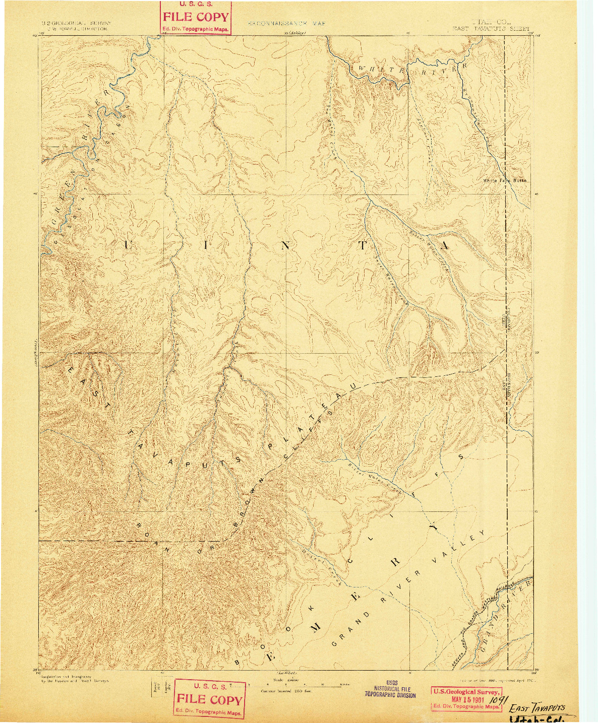 USGS 1:250000-SCALE QUADRANGLE FOR EAST TAVAPUTS, UT 1885