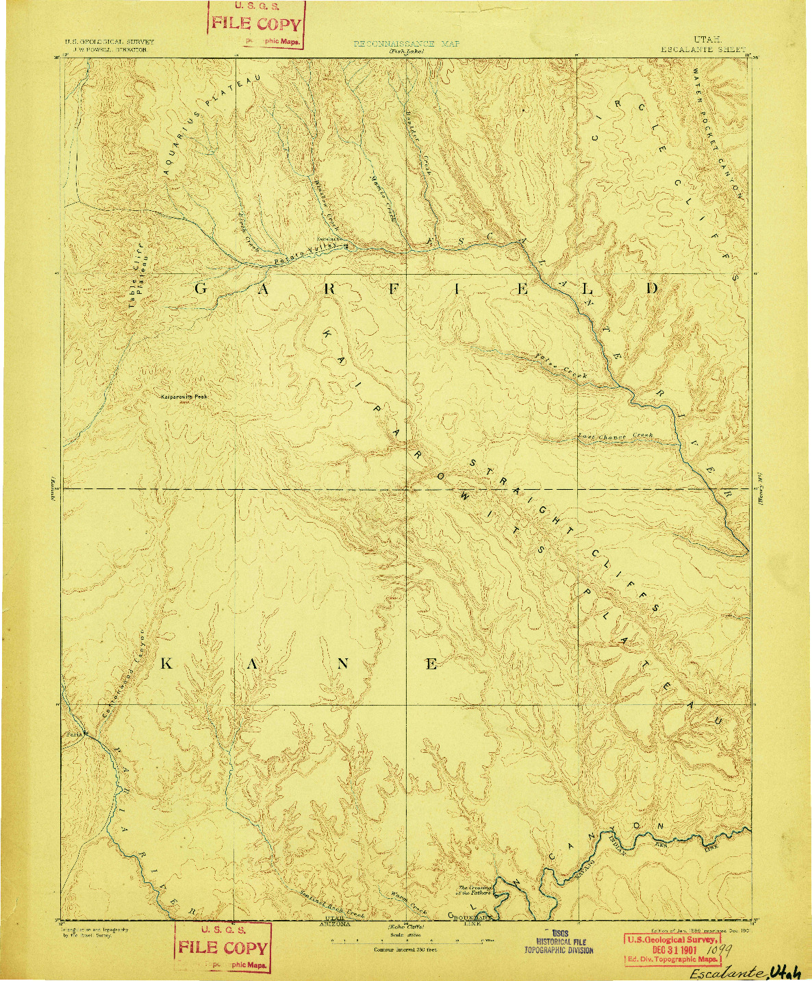 USGS 1:250000-SCALE QUADRANGLE FOR ESCALANTE, UT 1886