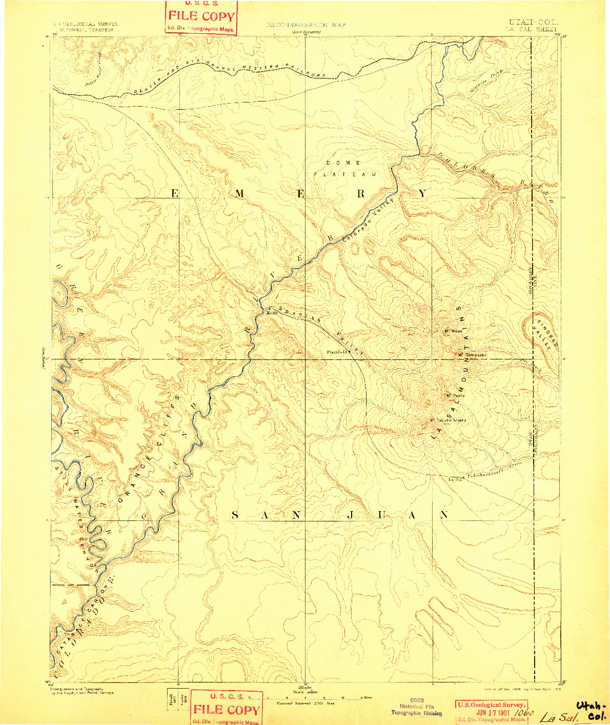 USGS 1:250000-SCALE QUADRANGLE FOR LA SAL, UT 1885