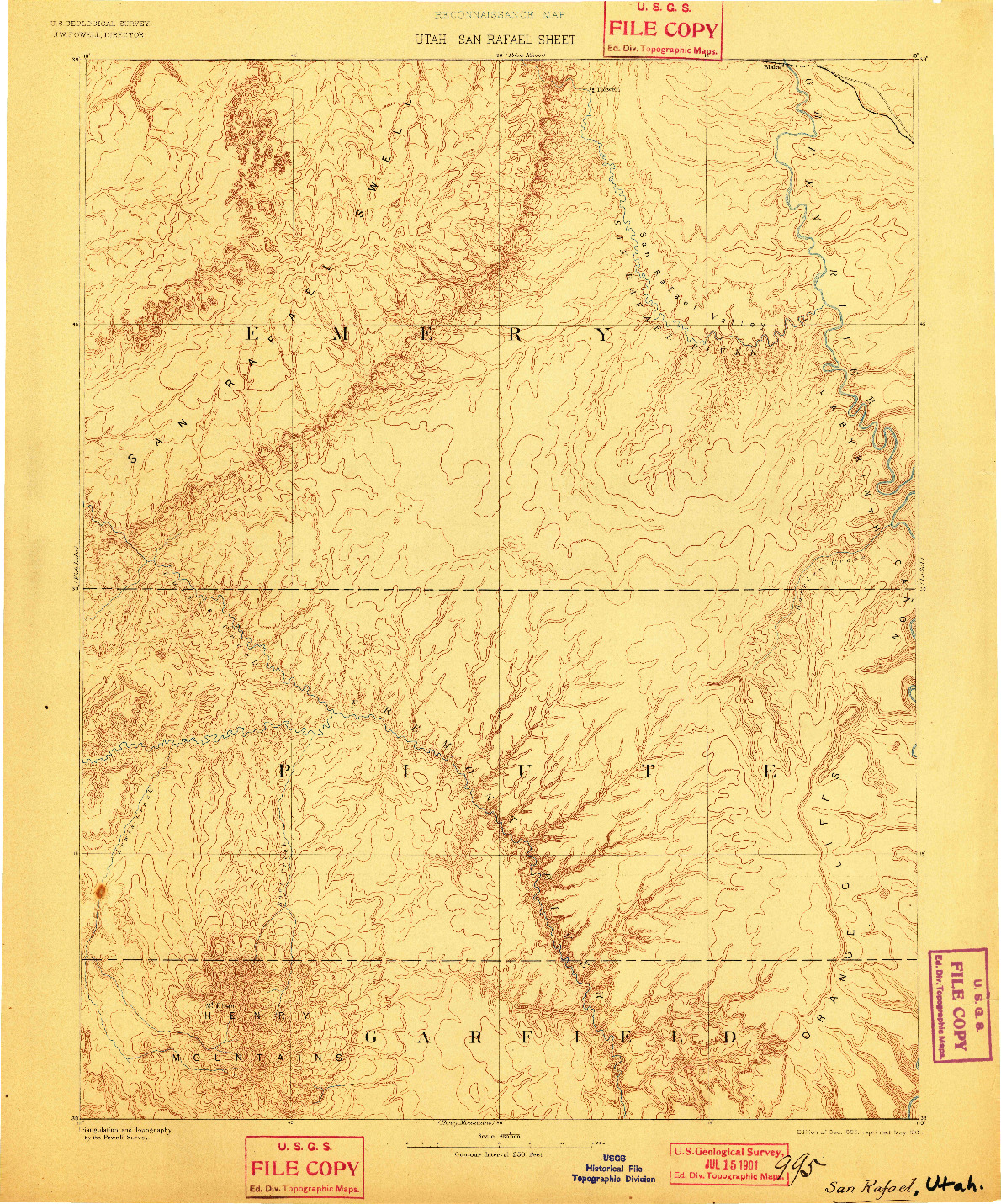 USGS 1:250000-SCALE QUADRANGLE FOR SAN RAFAEL, UT 1885