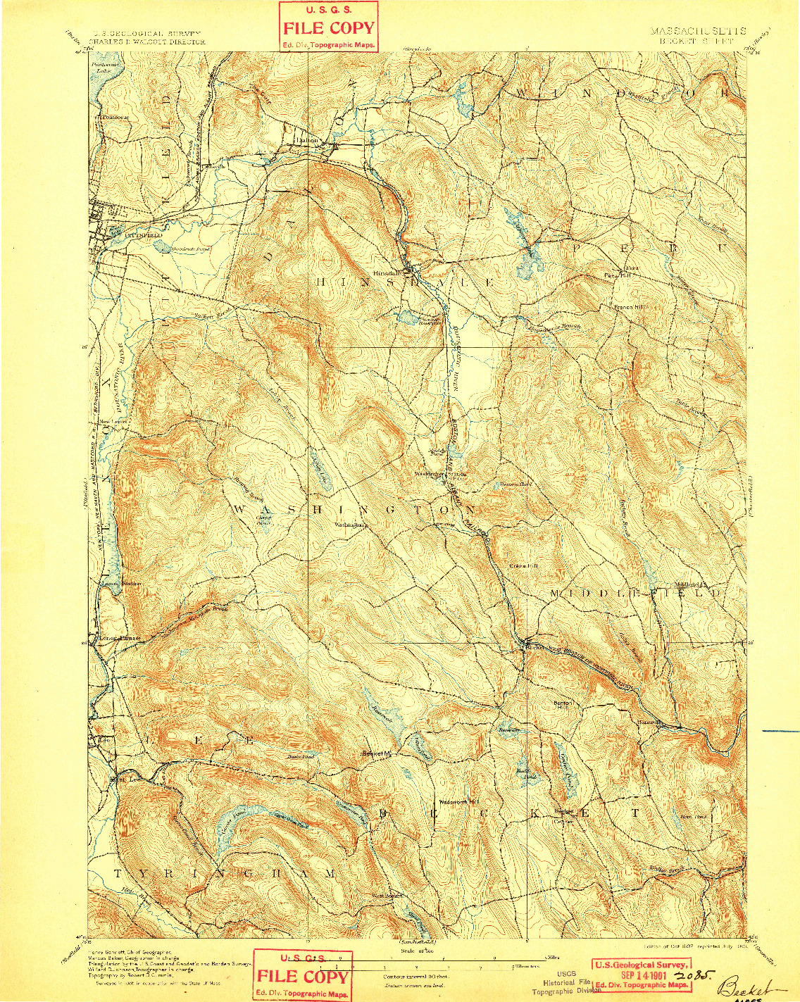 USGS 1:62500-SCALE QUADRANGLE FOR BECKET, MA 1897