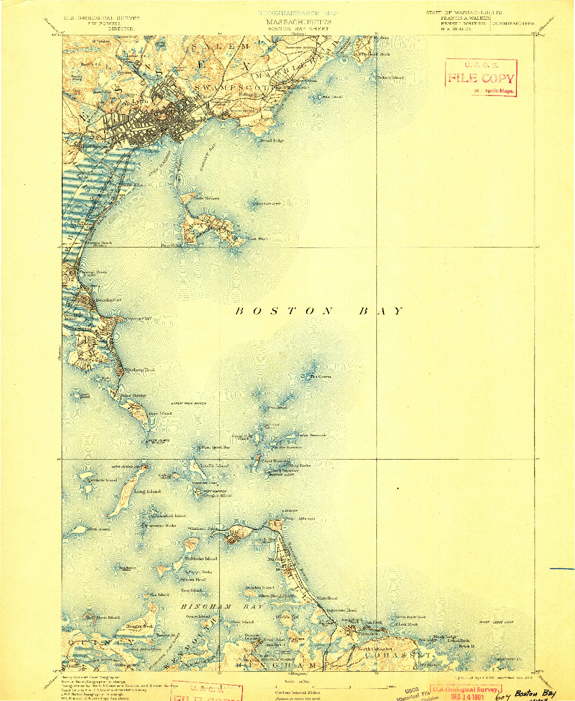 USGS 1:62500-SCALE QUADRANGLE FOR BOSTON BAY, MA 1892