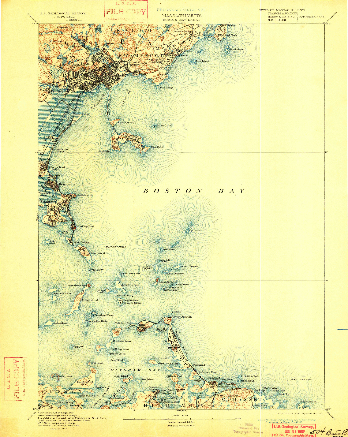 USGS 1:62500-SCALE QUADRANGLE FOR BOSTON BAY, MA 1892