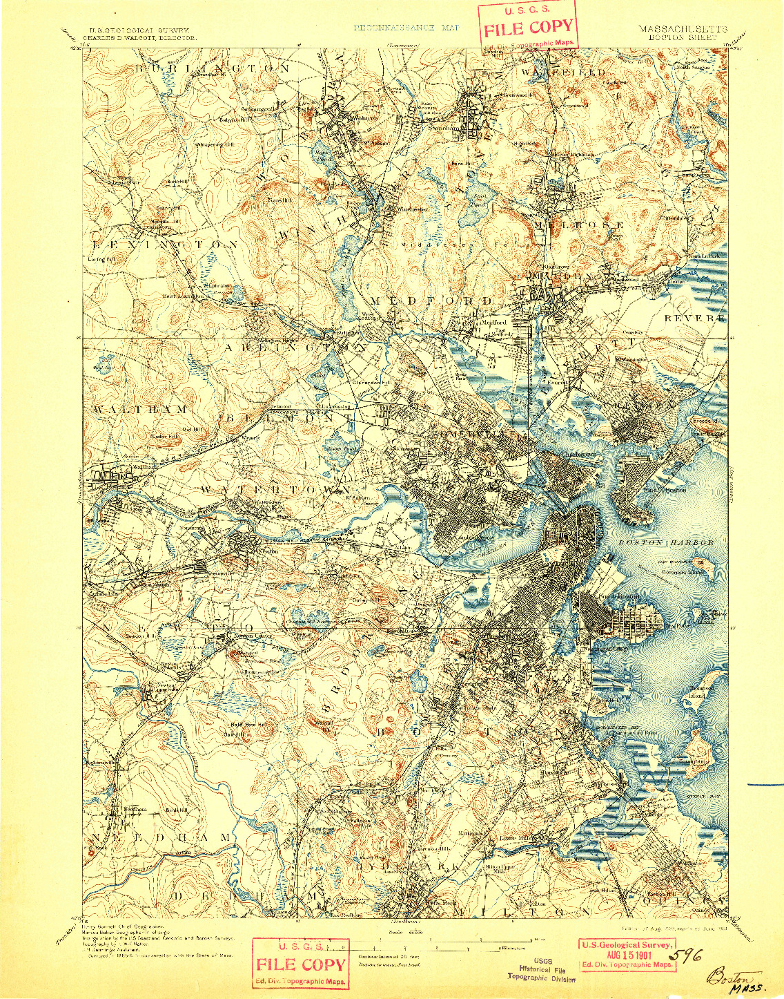 USGS 1:62500-SCALE QUADRANGLE FOR BOSTON, MA 1893
