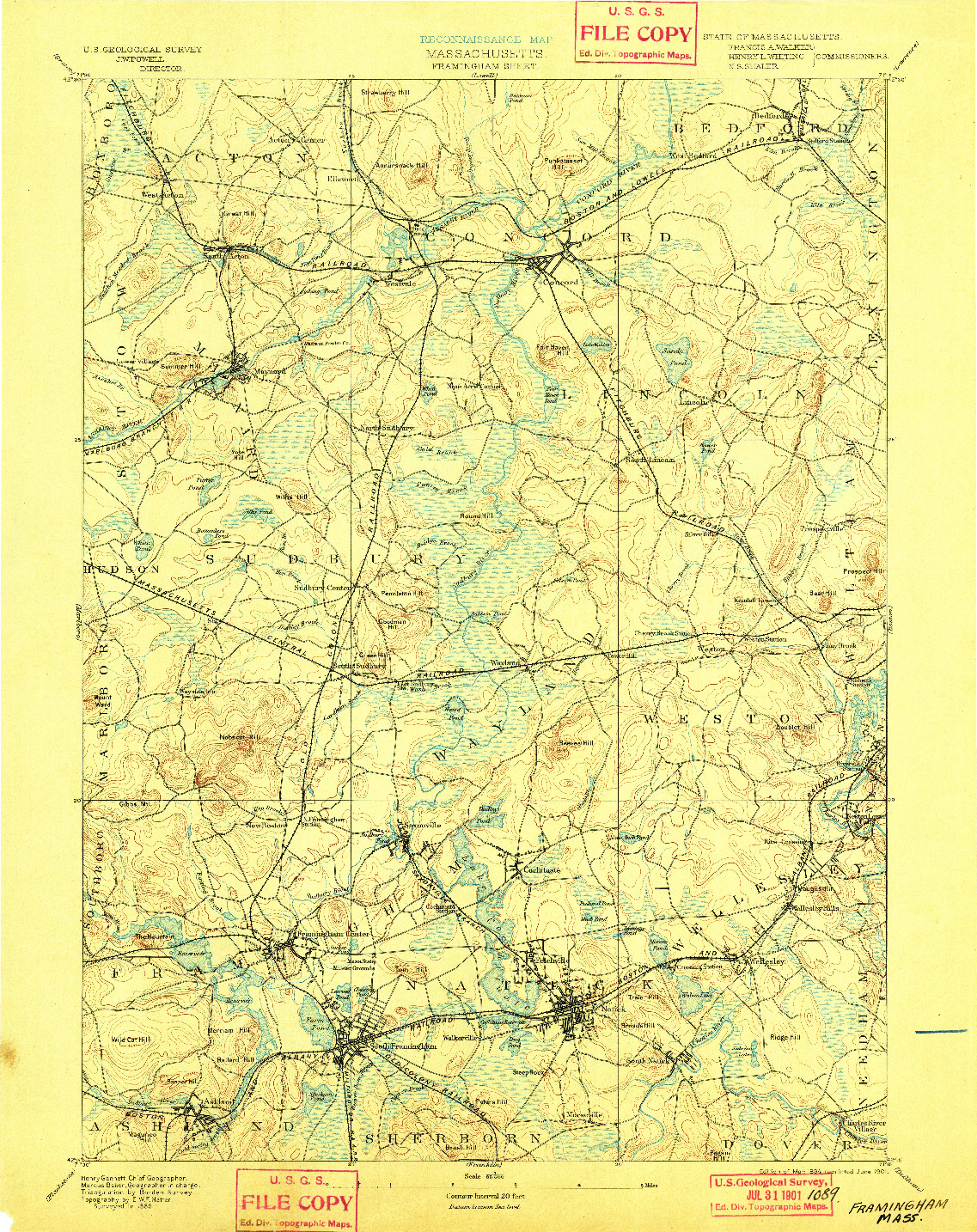 USGS 1:62500-SCALE QUADRANGLE FOR FRAMINGHAM, MA 1894