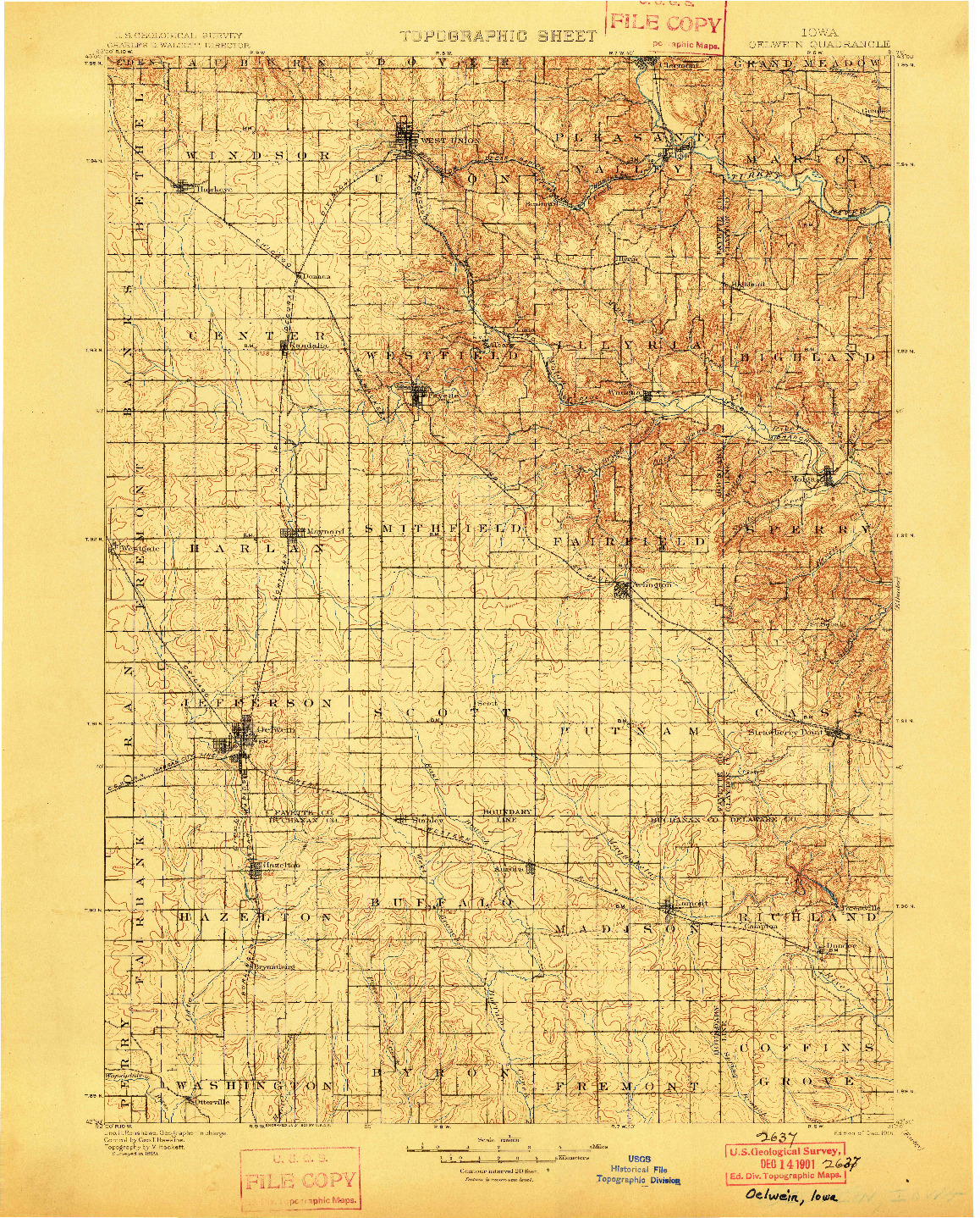 USGS 1:125000-SCALE QUADRANGLE FOR OELWEIN, IA 1901