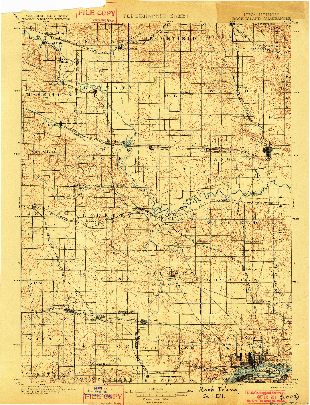 USGS 1:125000-SCALE QUADRANGLE FOR ROCK ISLAND, IA 1901