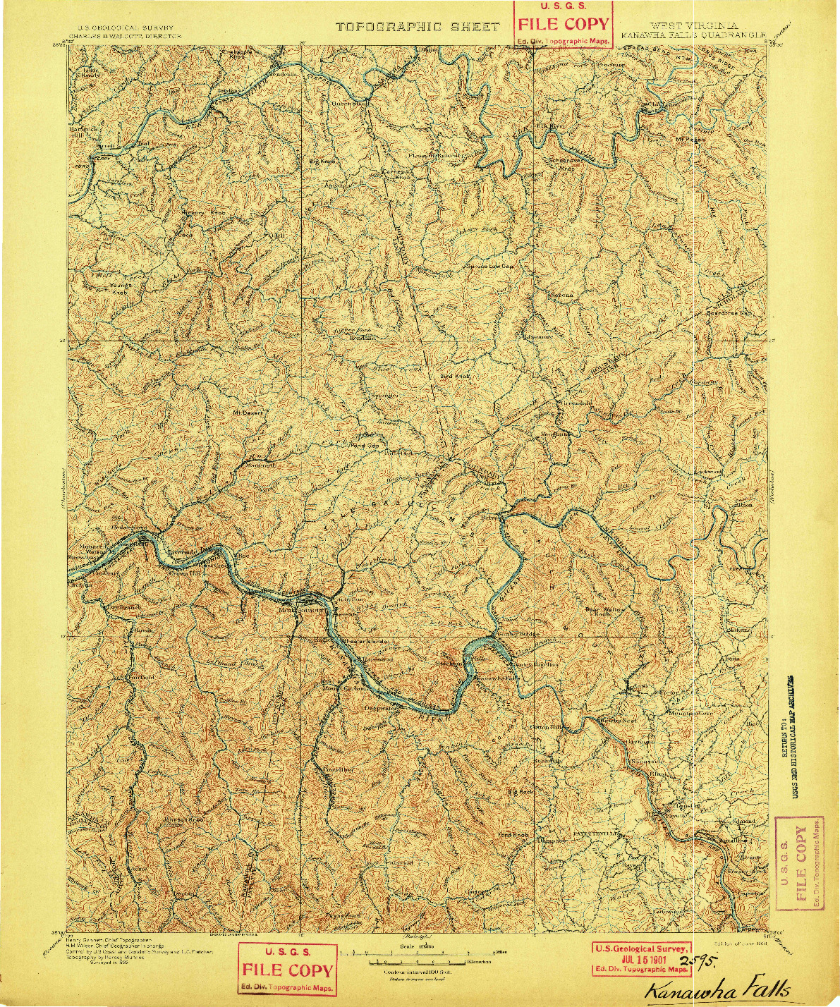 USGS 1:125000-SCALE QUADRANGLE FOR KANAWHA FALLS, WV 1901