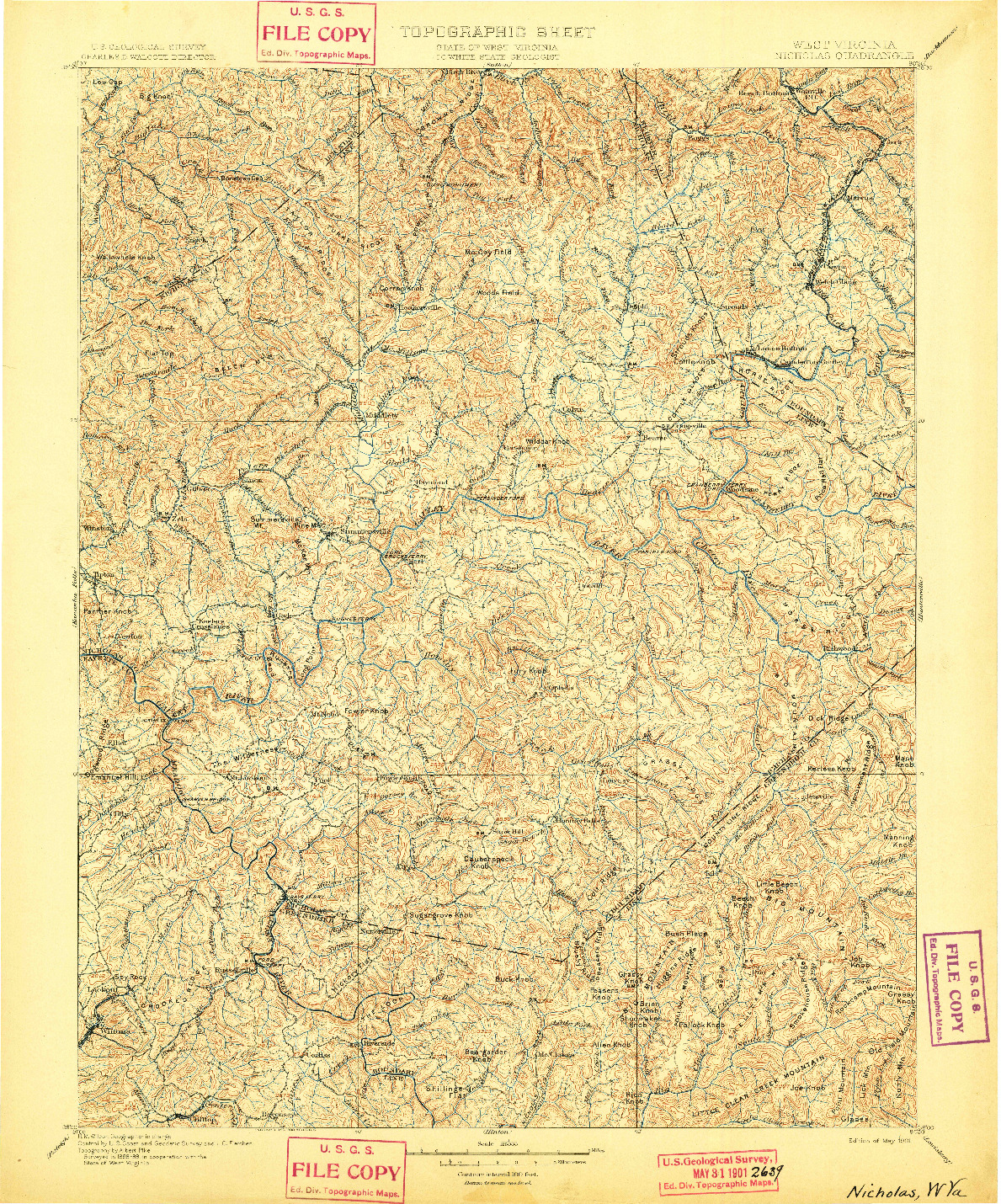 USGS 1:125000-SCALE QUADRANGLE FOR NICHOLAS, WV 1901