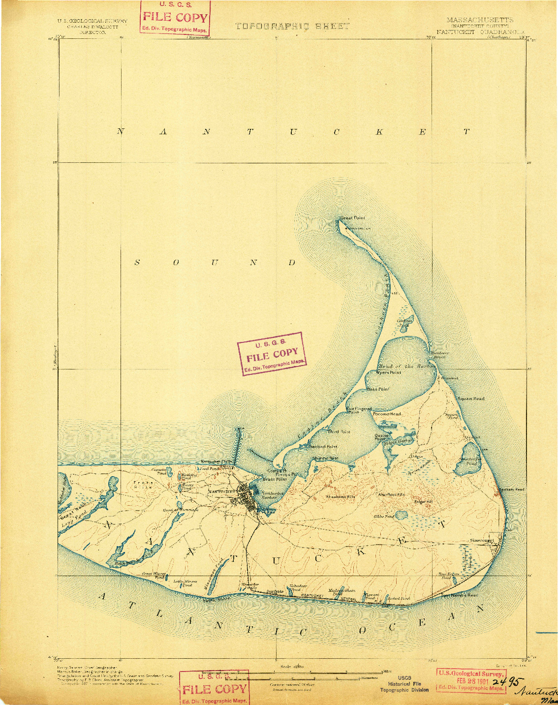 USGS 1:62500-SCALE QUADRANGLE FOR NANTUCKET, MA 1901