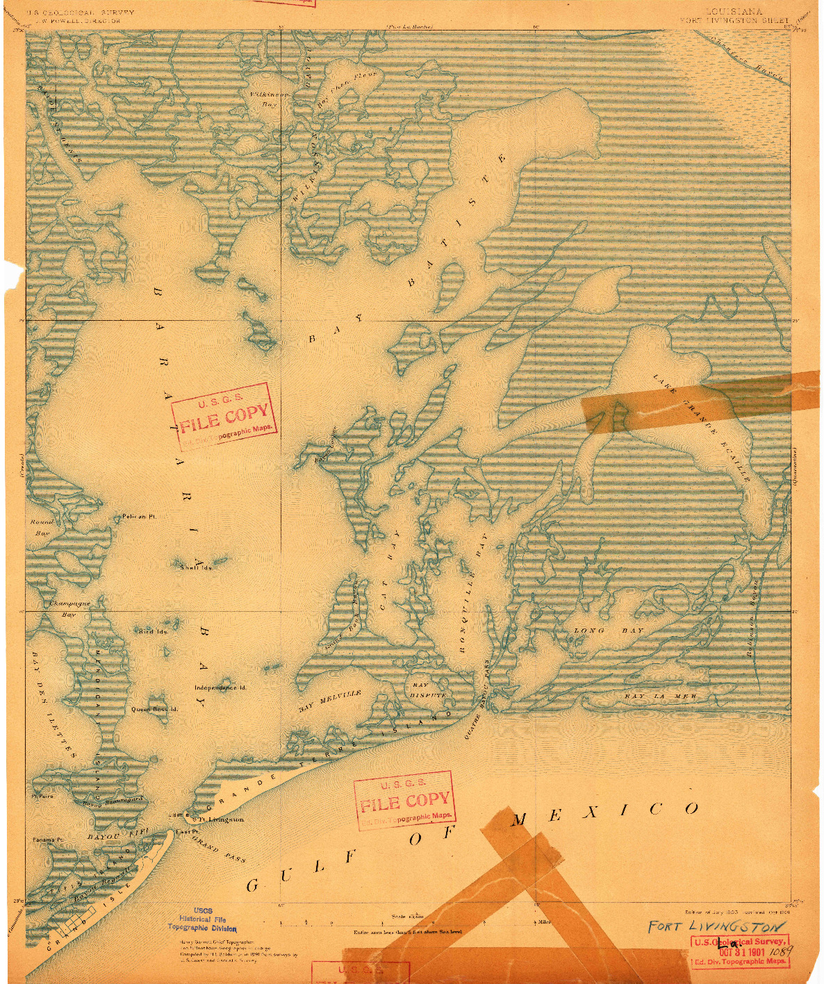 USGS 1:62500-SCALE QUADRANGLE FOR FORT LIVINGSTON, LA 1893