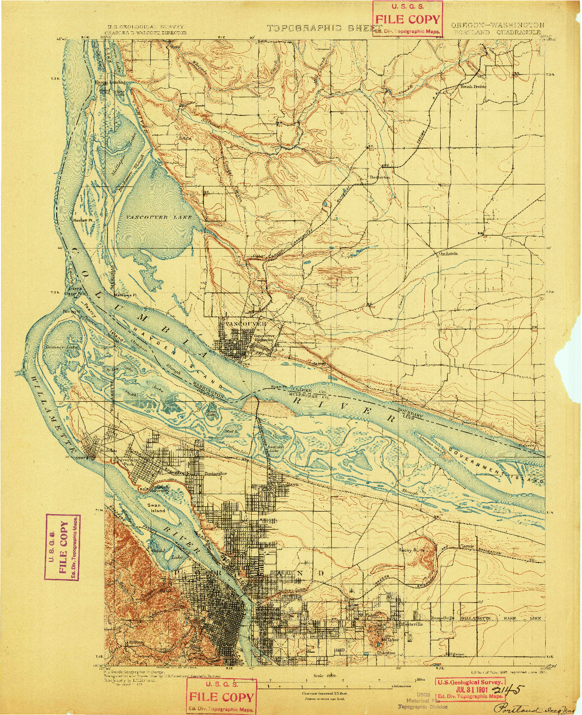 USGS 1:62500-SCALE QUADRANGLE FOR PORTLAND, OR 1897