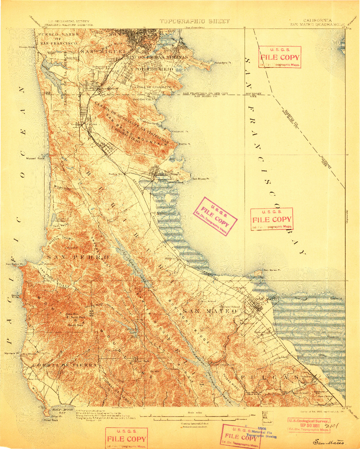 USGS 1:62500-SCALE QUADRANGLE FOR SAN MATEO, CA 1899