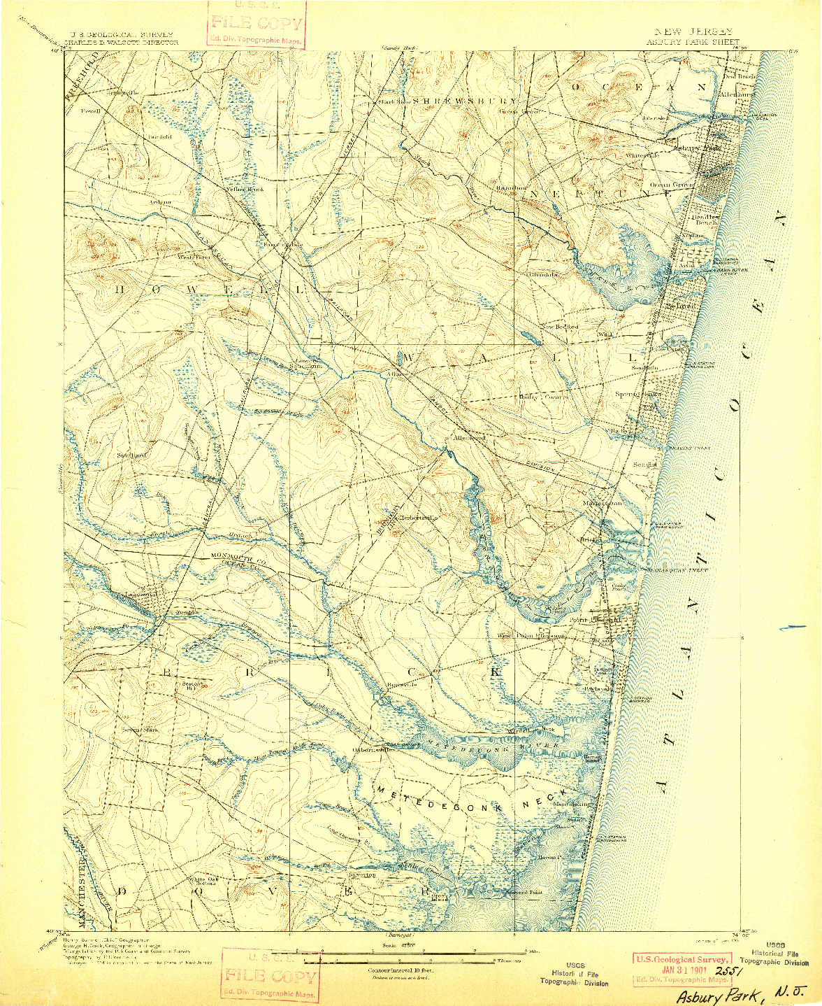 USGS 1:62500-SCALE QUADRANGLE FOR ASBURY PARK, NJ 1901