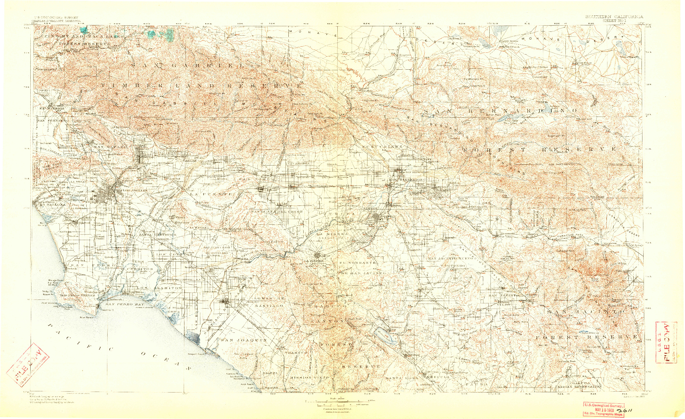 USGS 1:250000-SCALE QUADRANGLE FOR SOUTHERN CALIFORNIA SHEET NO. 1, CA 1901