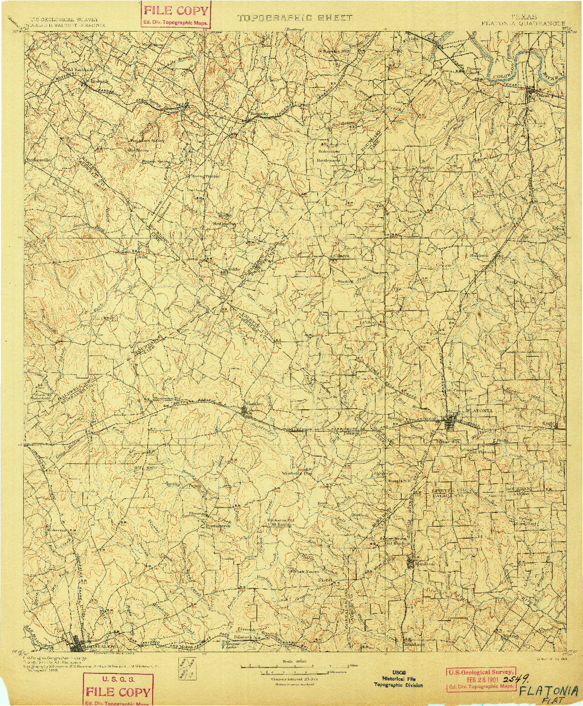 USGS 1:125000-SCALE QUADRANGLE FOR FLATONIA, TX 1901