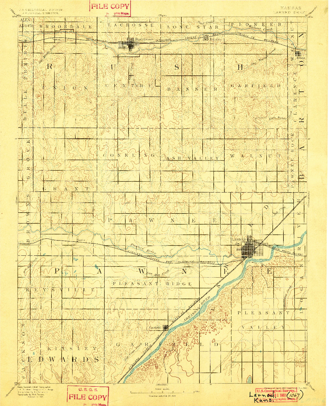 USGS 1:125000-SCALE QUADRANGLE FOR LARNED, KS 1891