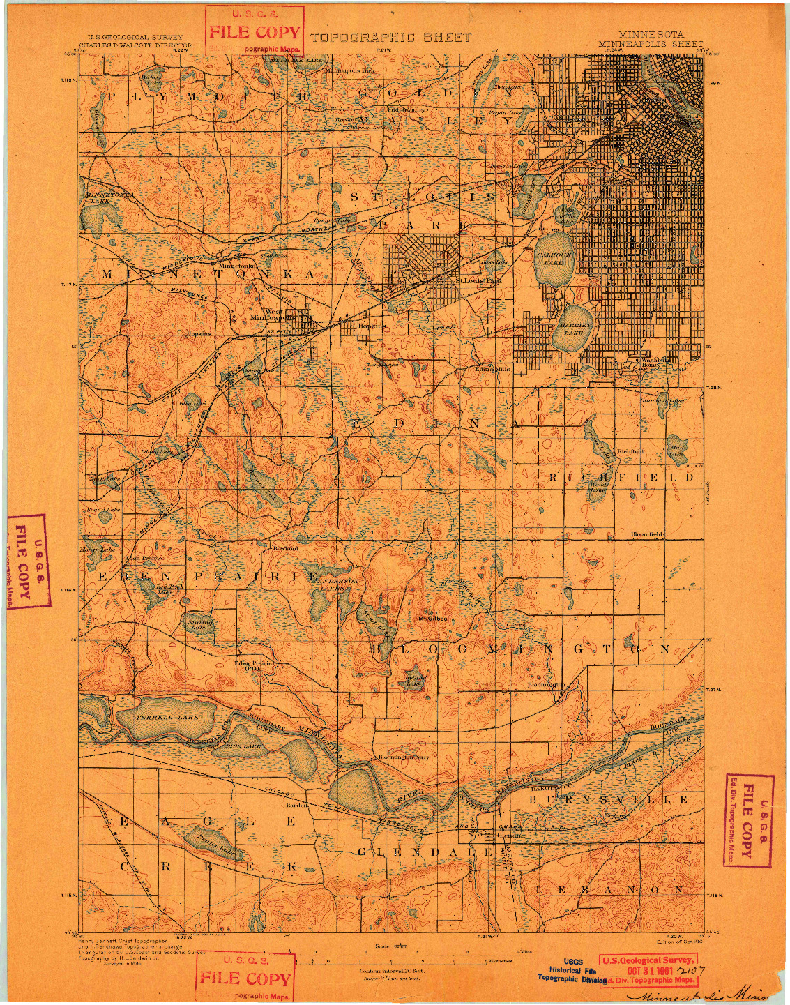 USGS 1:62500-SCALE QUADRANGLE FOR MINNEAPOLIS, MN 1901