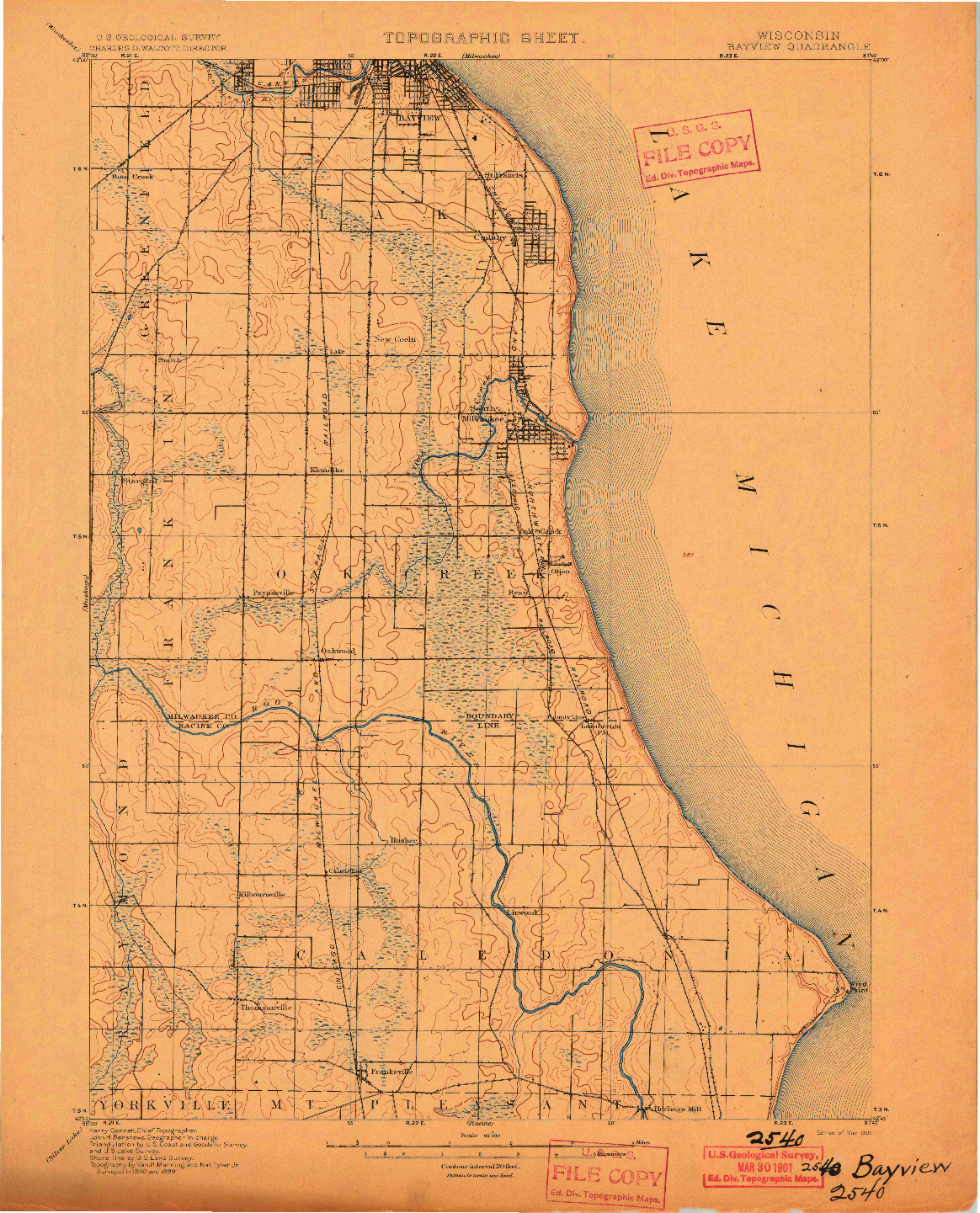 USGS 1:62500-SCALE QUADRANGLE FOR BAYVIEW, WI 1901