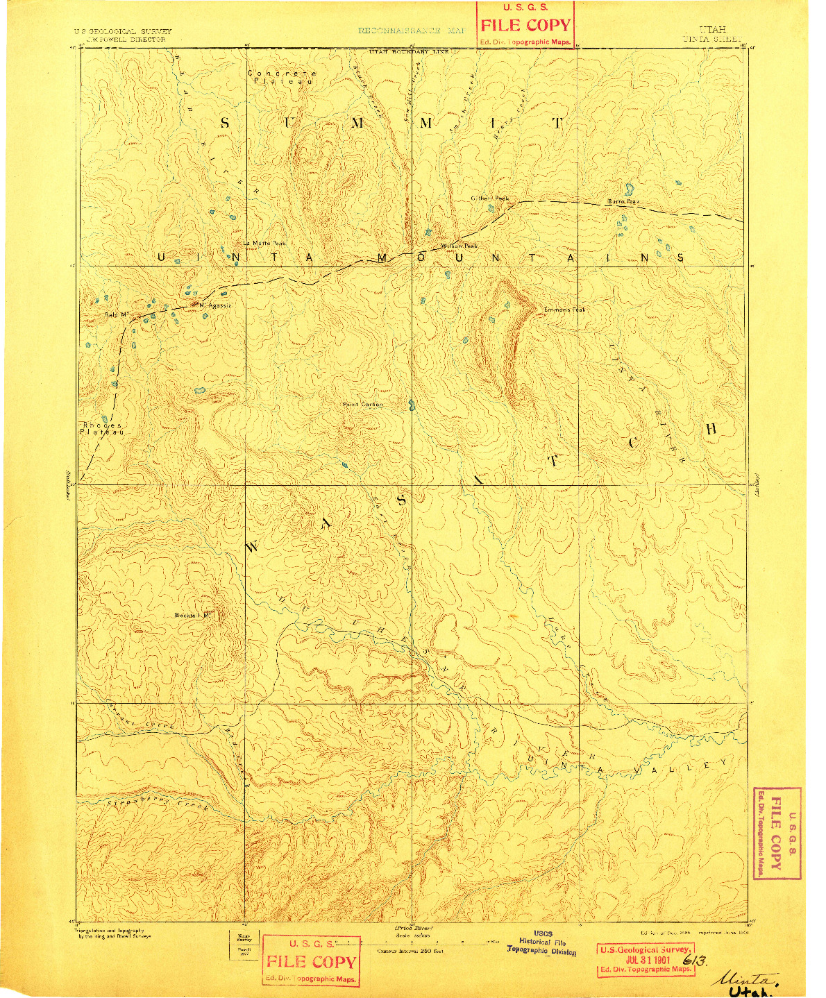 USGS 1:250000-SCALE QUADRANGLE FOR UINTA, UT 1885