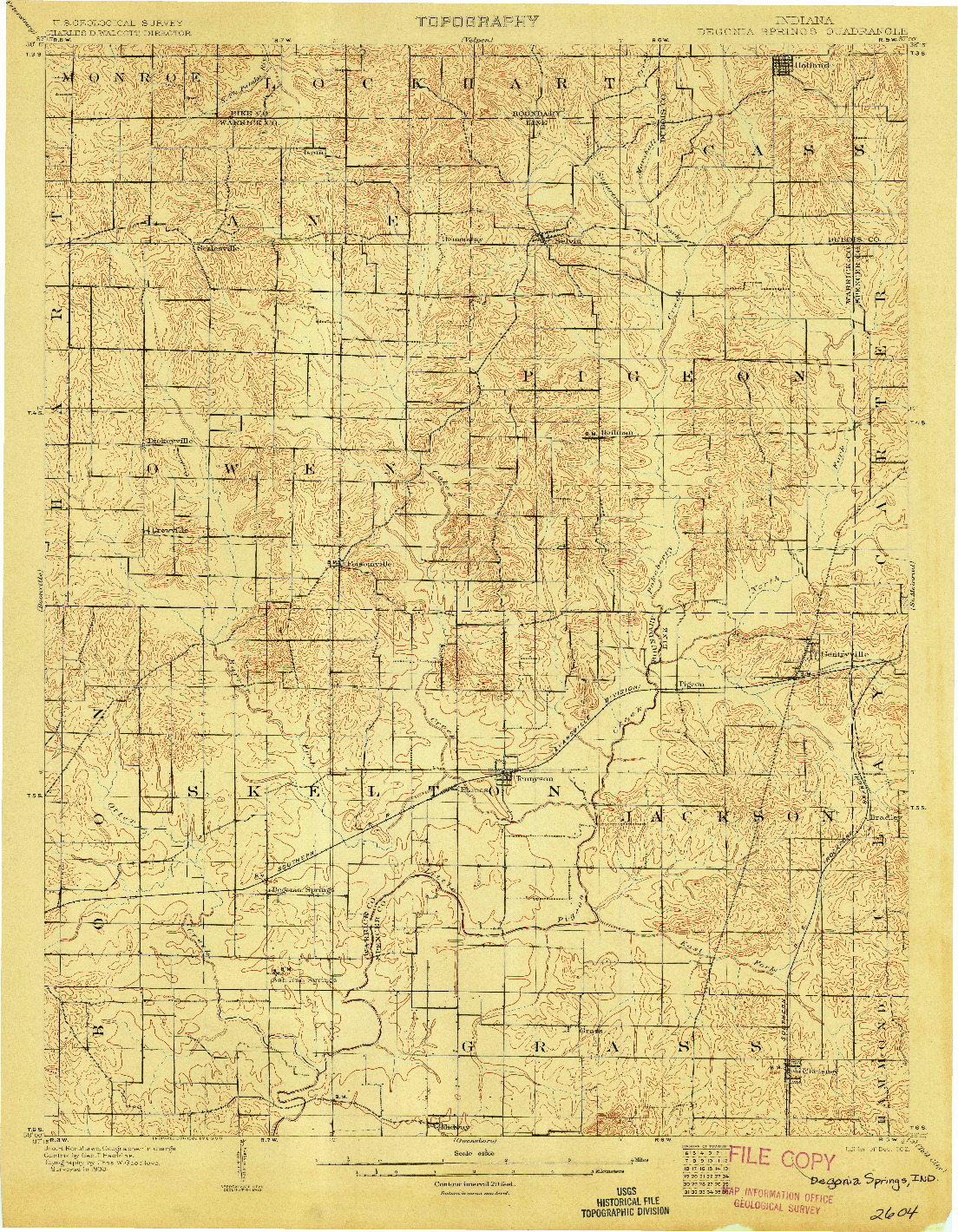 USGS 1:62500-SCALE QUADRANGLE FOR DEGONIA SPRINGS, IN 1902