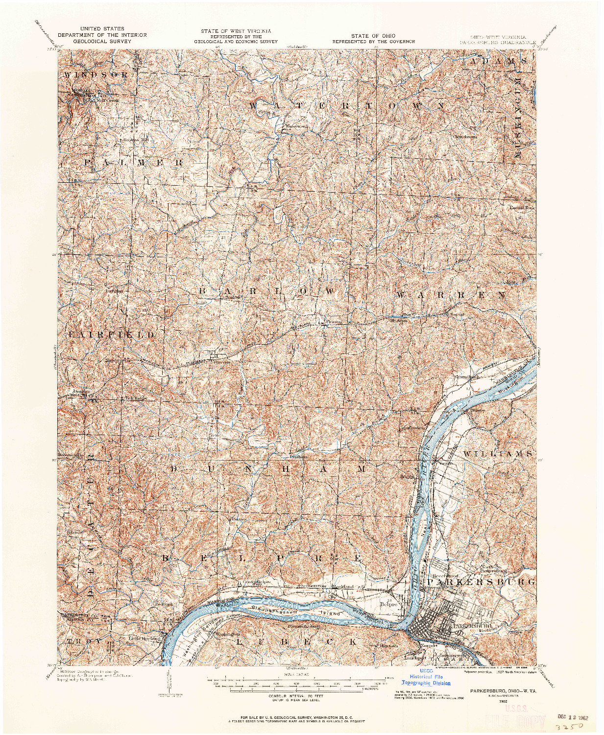 USGS 1:62500-SCALE QUADRANGLE FOR PARKERSBURG, OH 1902