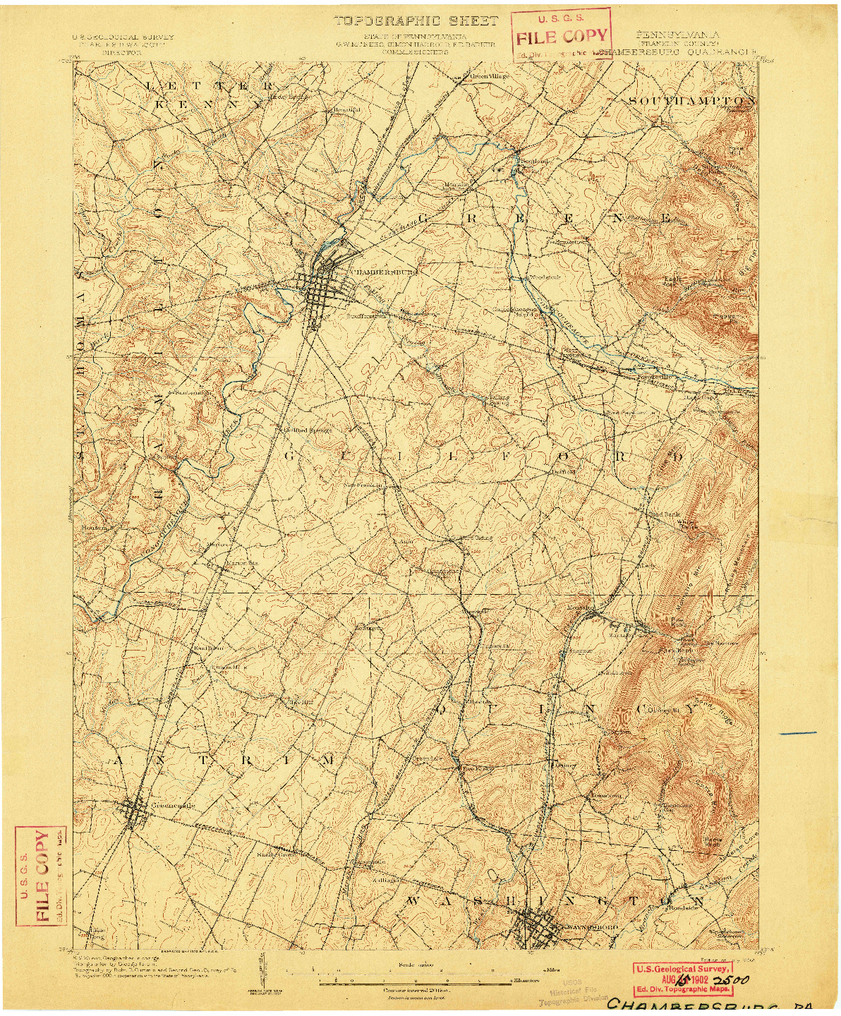 USGS 1:62500-SCALE QUADRANGLE FOR CHAMBERSBURG, PA 1902