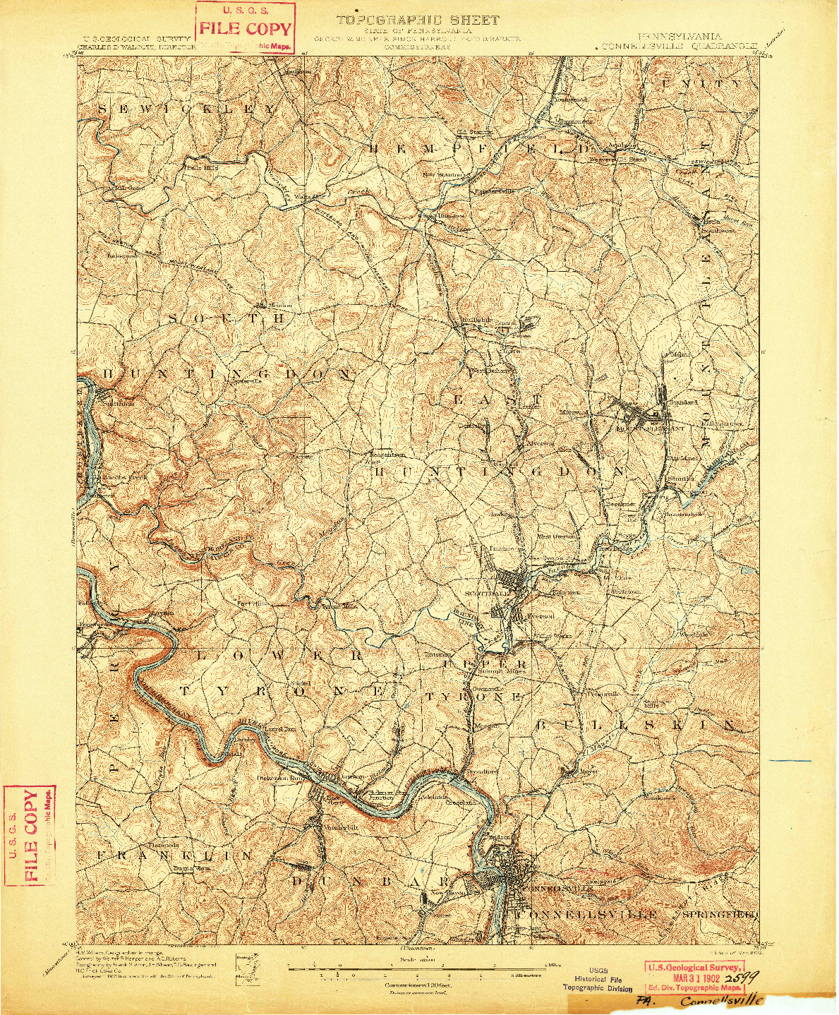 USGS 1:62500-SCALE QUADRANGLE FOR CONNELLSVILLE, PA 1902