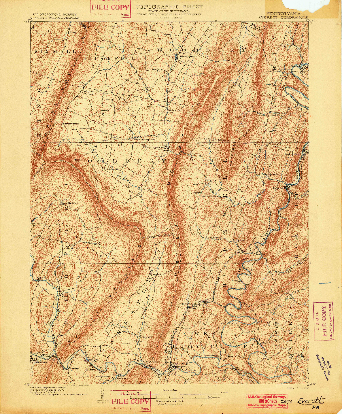 USGS 1:62500-SCALE QUADRANGLE FOR EVERETT, PA 1902