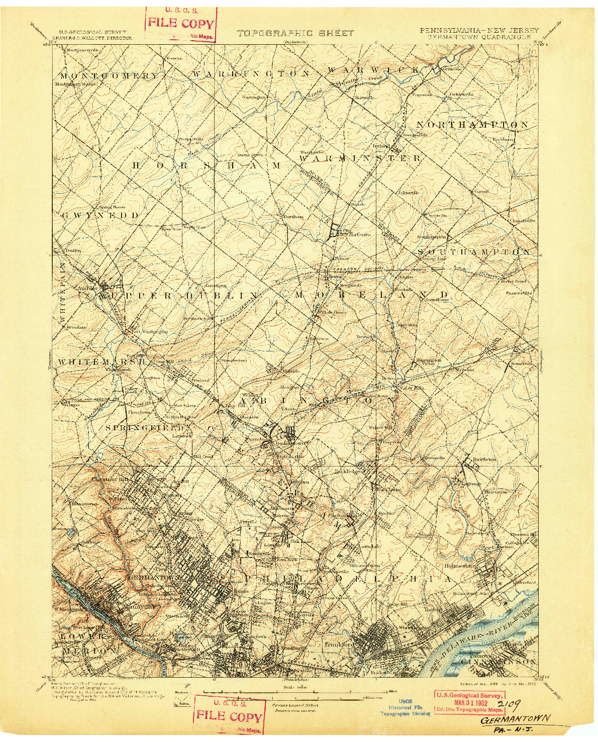 USGS 1:62500-SCALE QUADRANGLE FOR GERMANTOWN, PA 1899