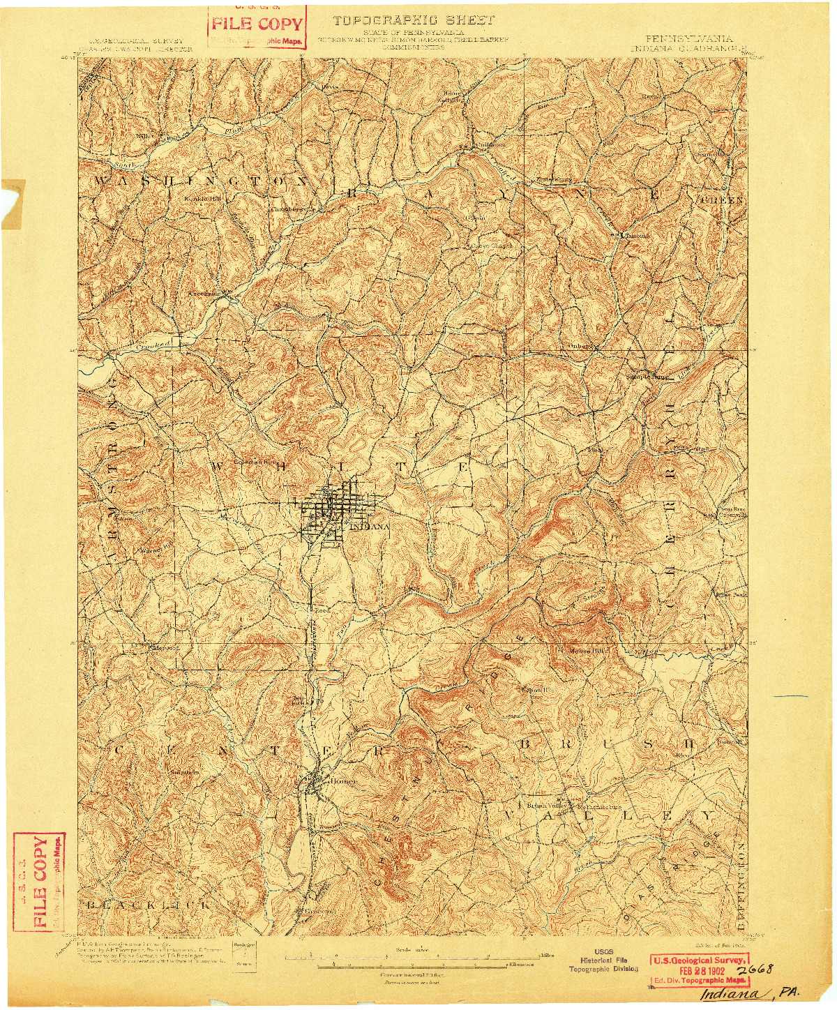 USGS 1:62500-SCALE QUADRANGLE FOR INDIANA, PA 1902