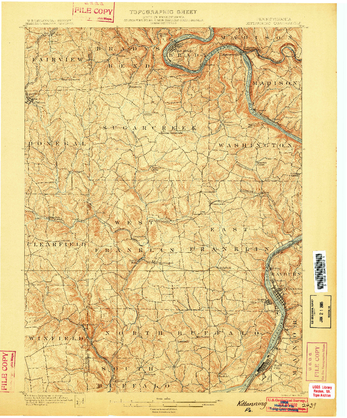 USGS 1:62500-SCALE QUADRANGLE FOR KITTANNING, PA 1902