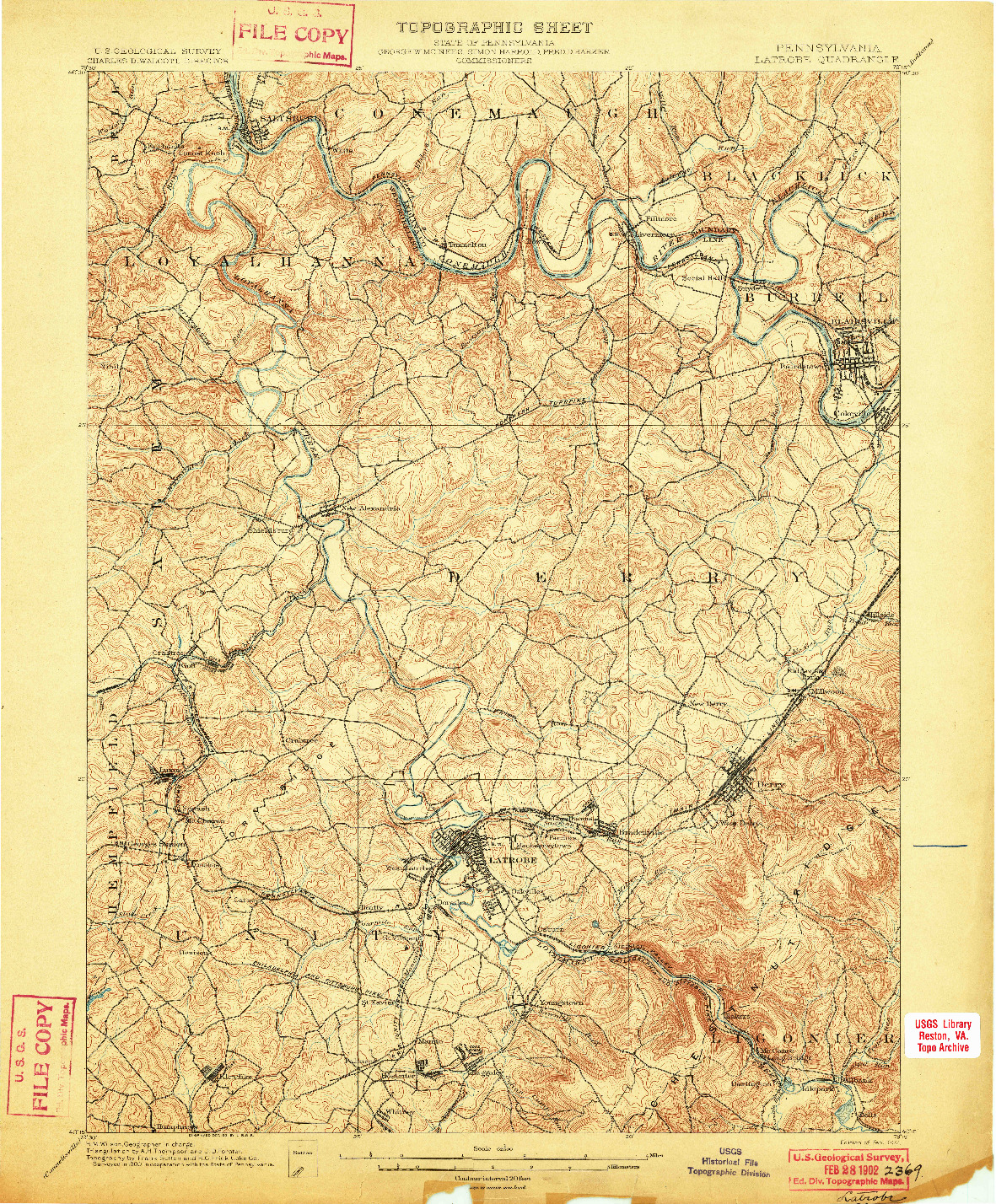 USGS 1:62500-SCALE QUADRANGLE FOR LATROBE, PA 1902