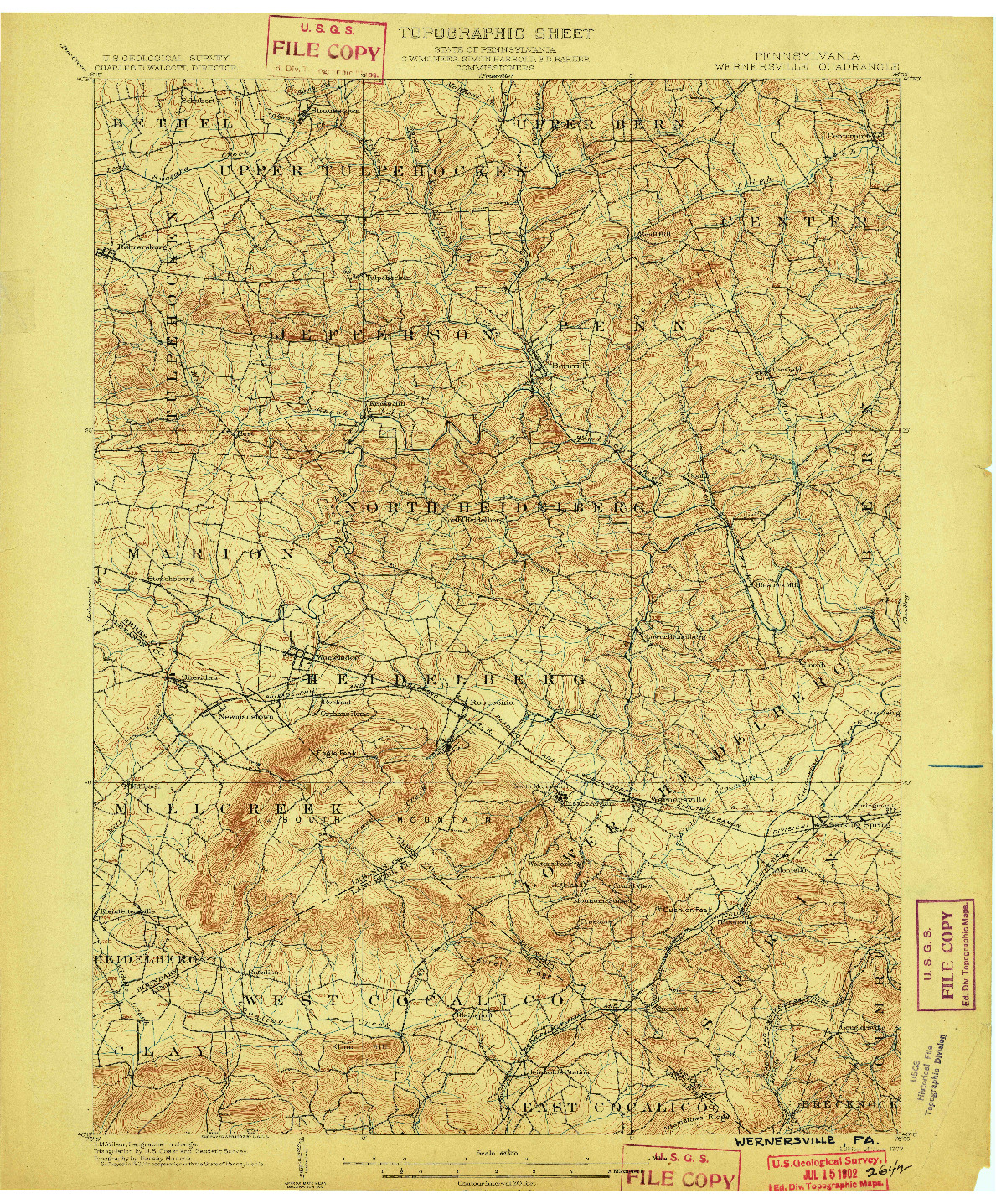 USGS 1:62500-SCALE QUADRANGLE FOR WERNERSVILLE, PA 1902