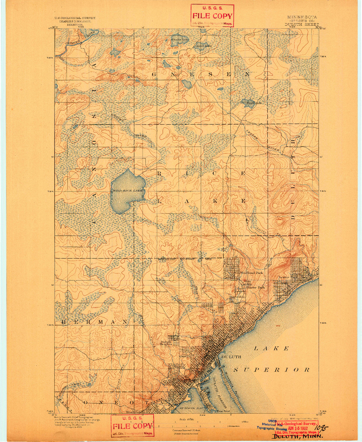 USGS 1:62500-SCALE QUADRANGLE FOR DULUTH, MN 1895
