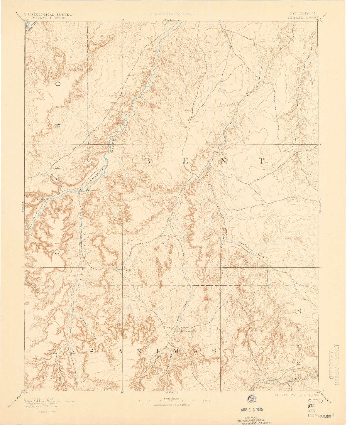 USGS 1:125000-SCALE QUADRANGLE FOR HIGBEE, CO 1893