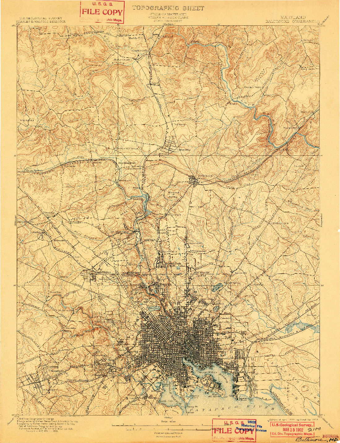 USGS 1:62500-SCALE QUADRANGLE FOR BALTIMORE, MD 1899