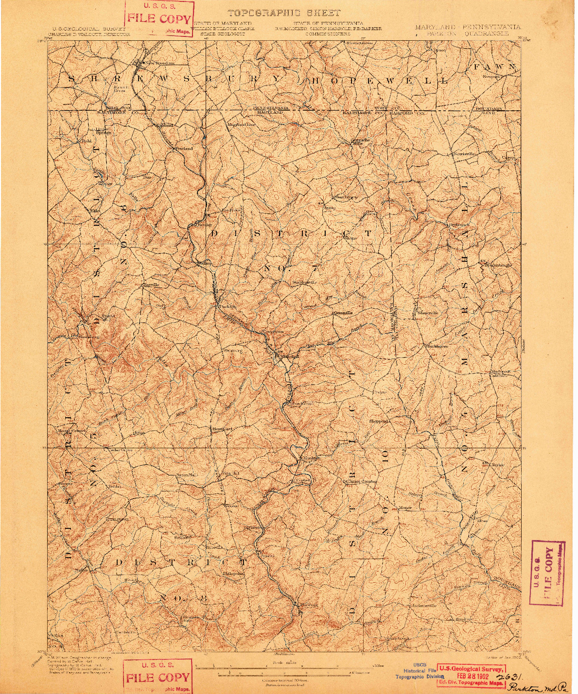 USGS 1:62500-SCALE QUADRANGLE FOR PARKTON, MD 1902