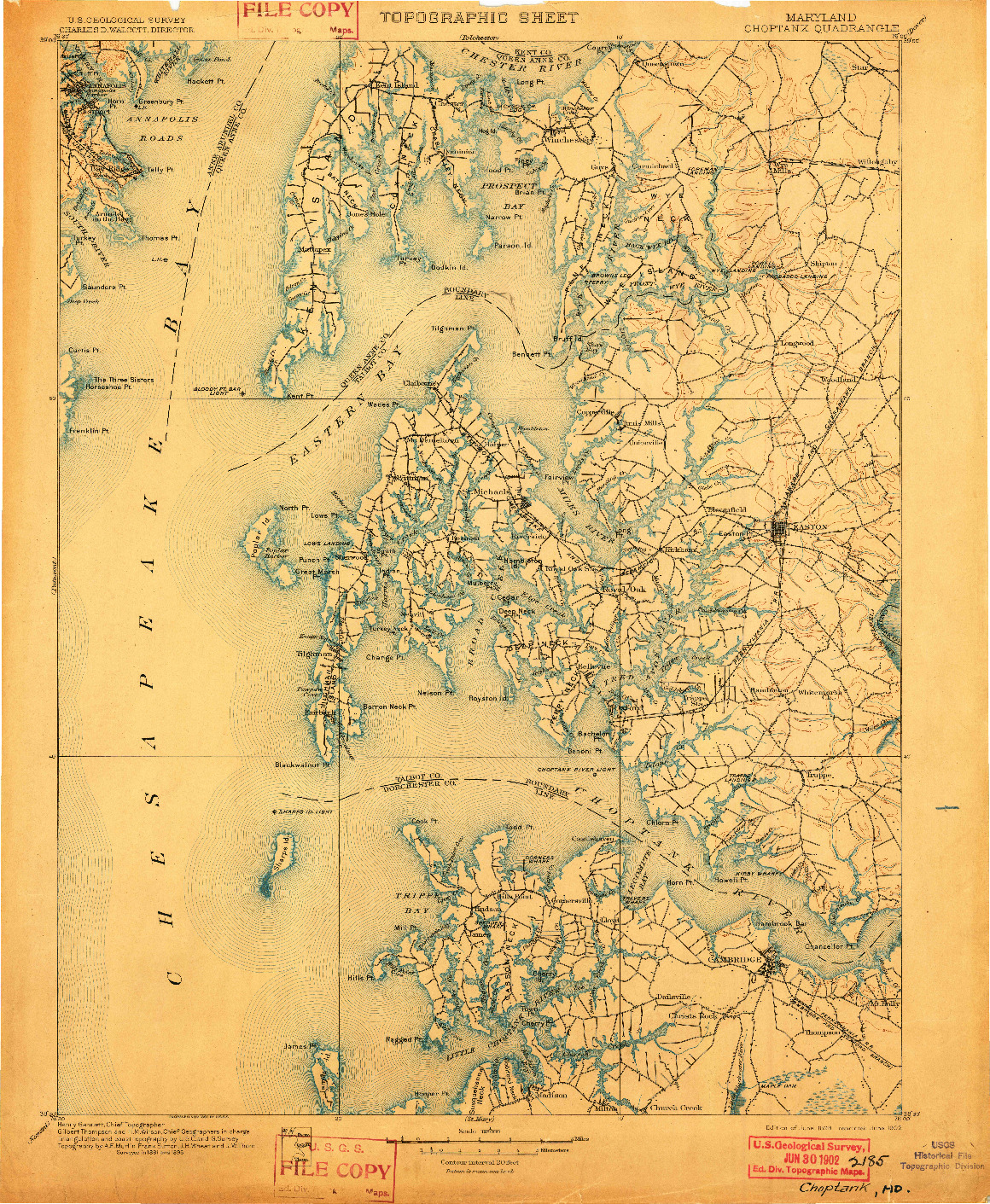 USGS 1:125000-SCALE QUADRANGLE FOR CHOPTANK, MD 1898