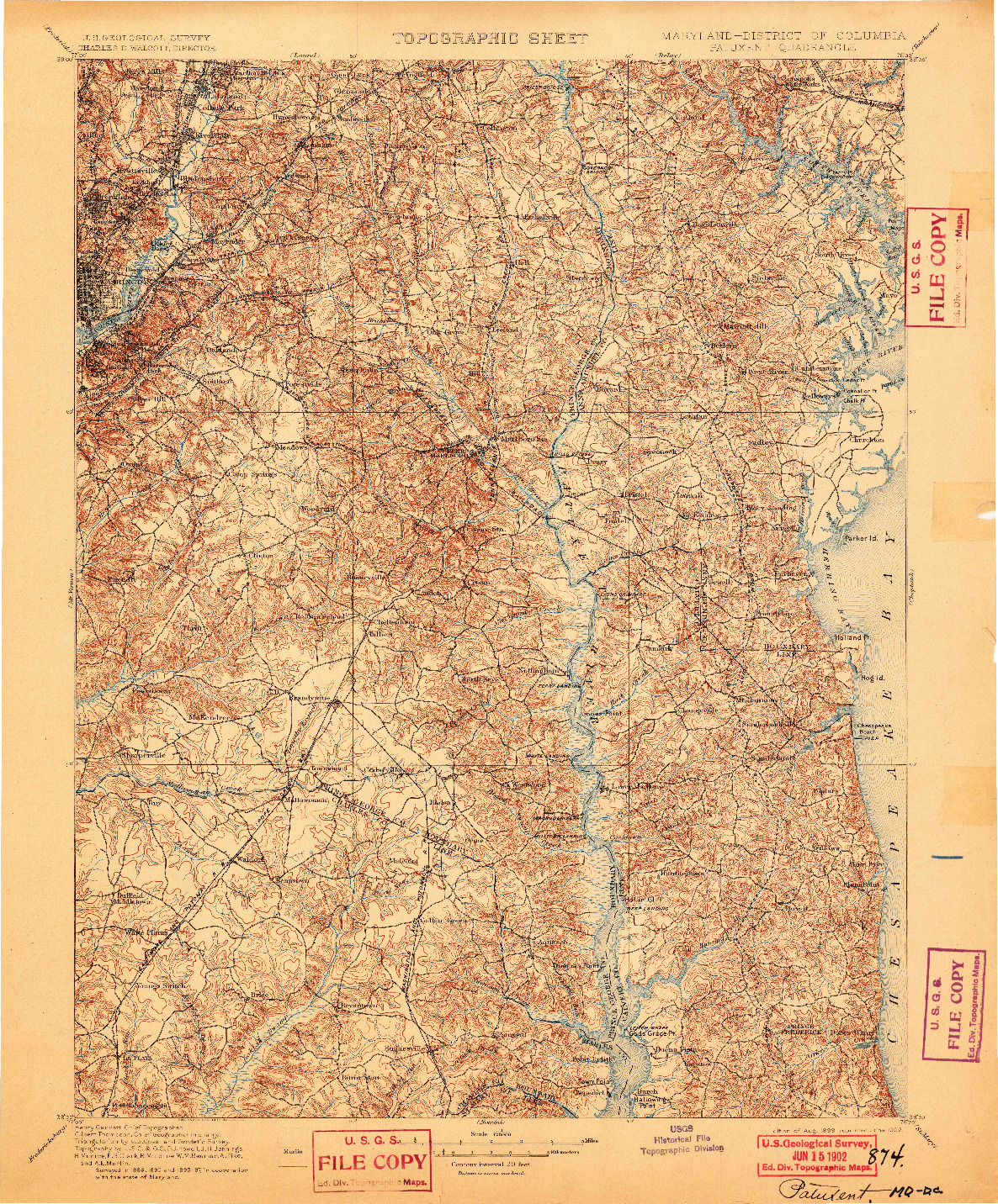 USGS 1:125000-SCALE QUADRANGLE FOR PATUXENT, MD 1899