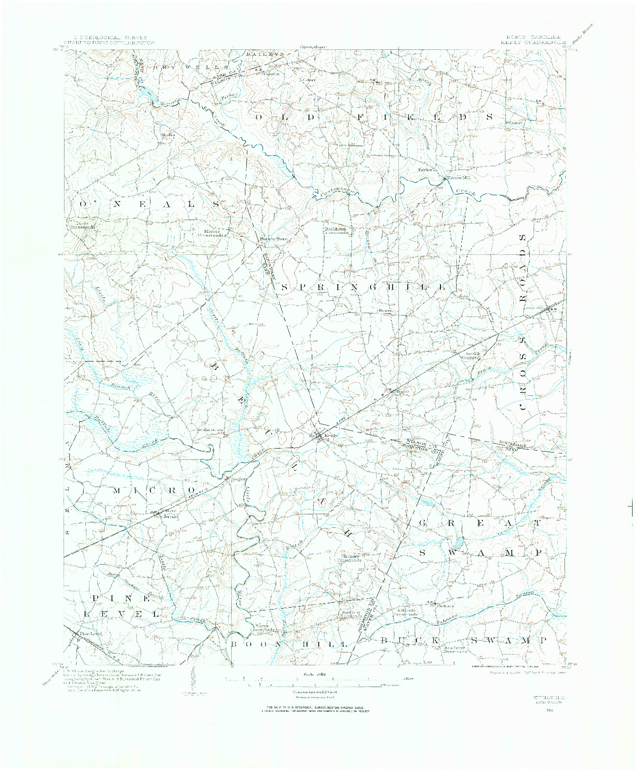 USGS 1:62500-SCALE QUADRANGLE FOR KENLY, NC 1902