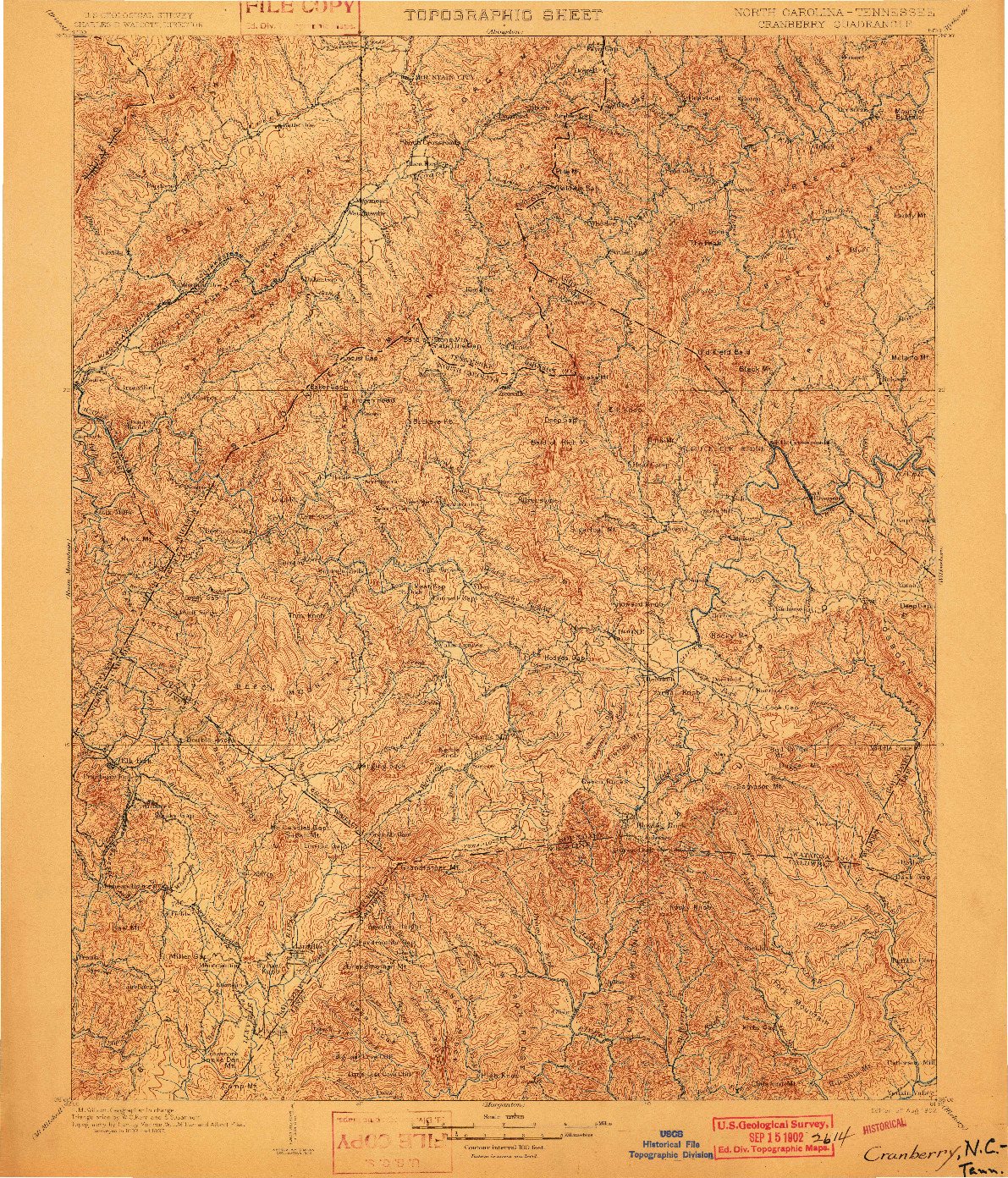 USGS 1:125000-SCALE QUADRANGLE FOR CRANBERRY, NC 1902