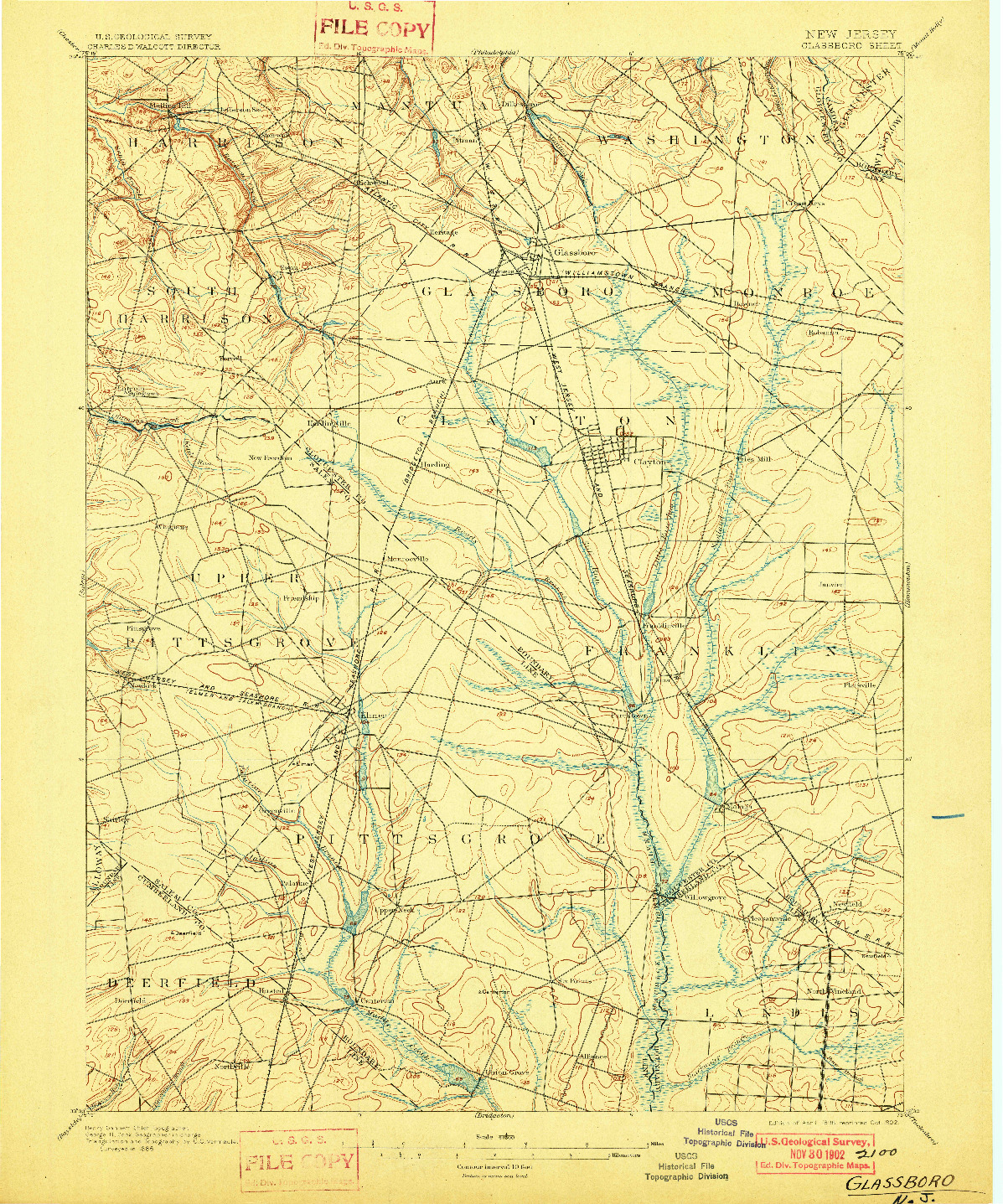 USGS 1:62500-SCALE QUADRANGLE FOR GLASSBORO, NJ 1898